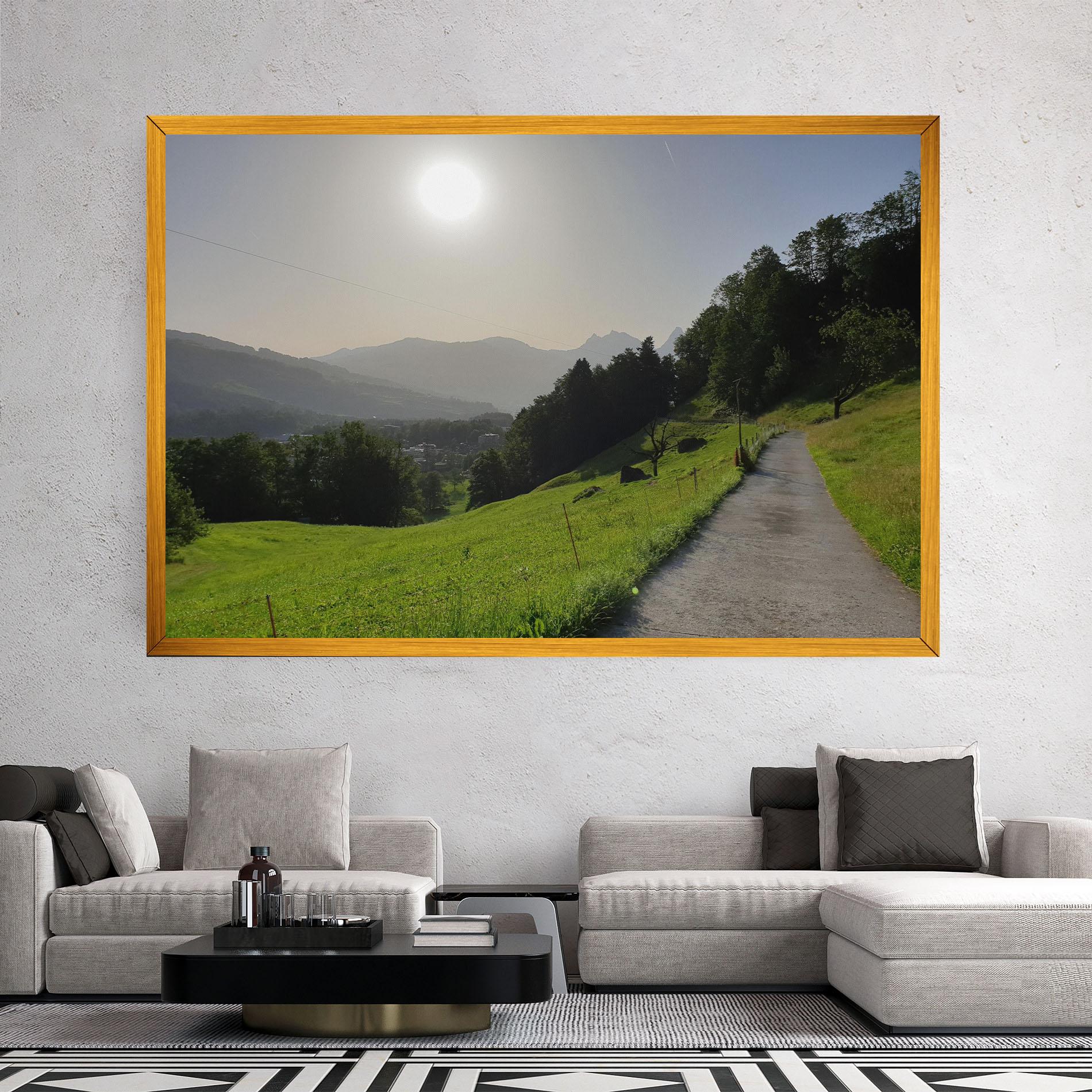 Leinwandbild Foggy Rural Road mockup 2