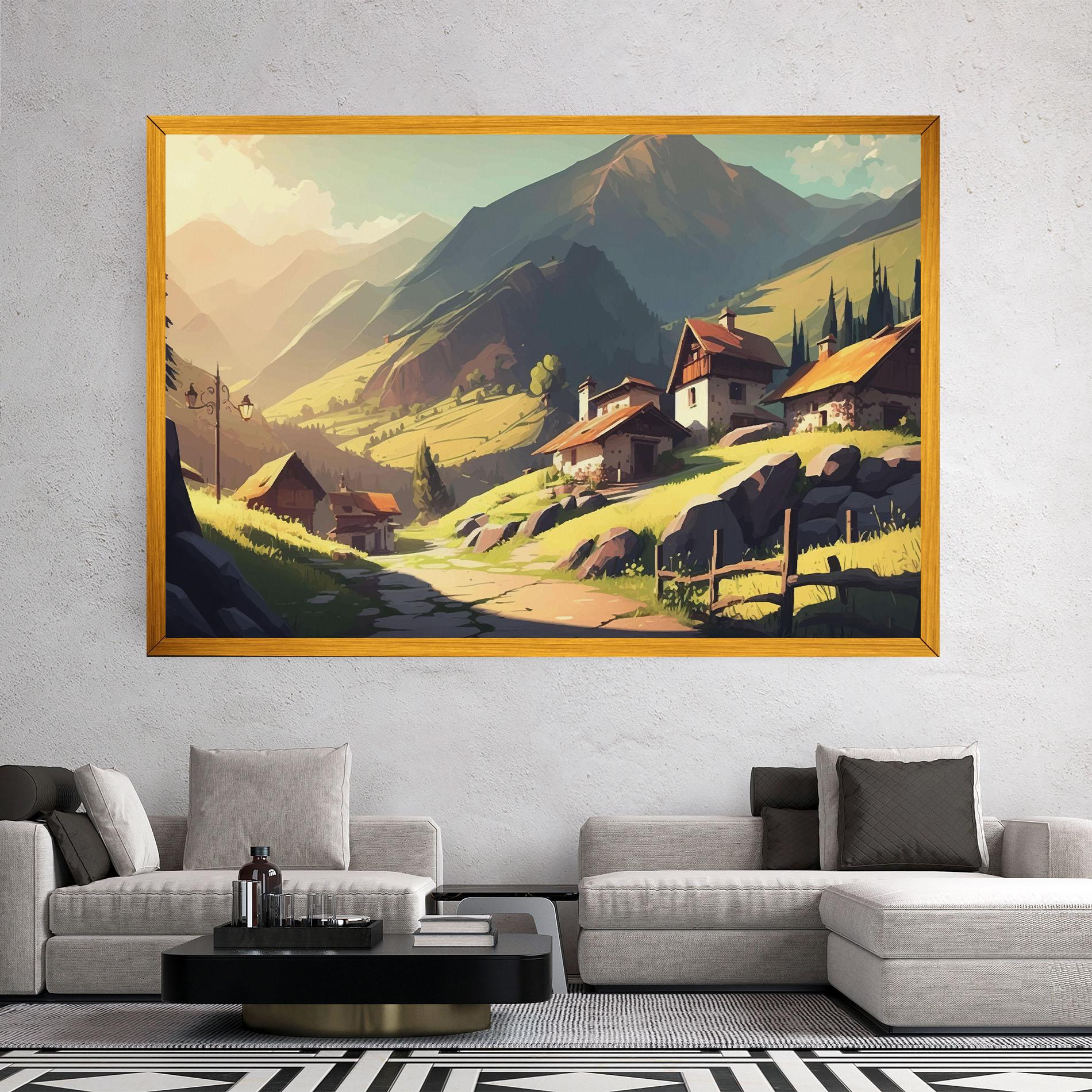 Leinwandbild Grassy Mountain View mockup 2