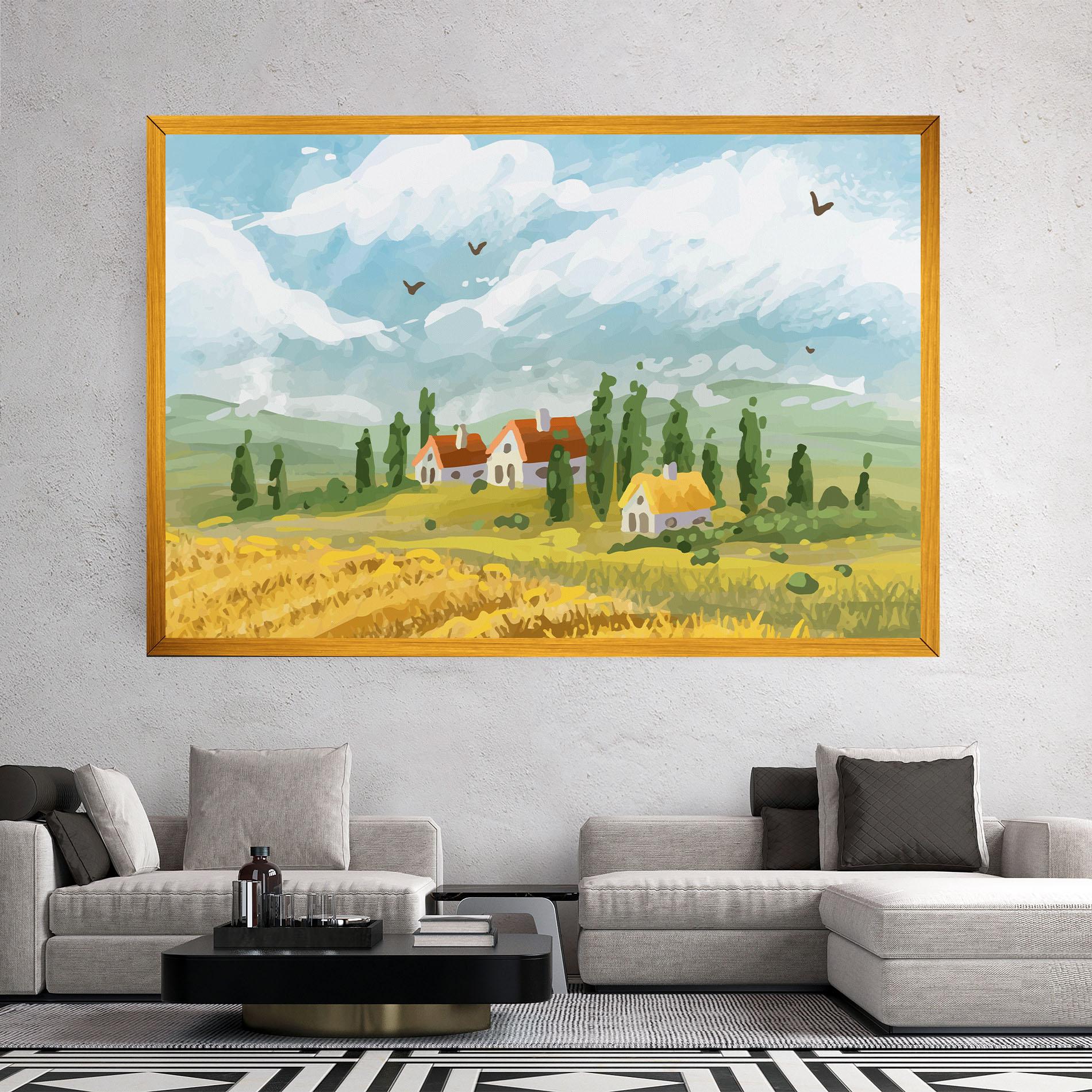 Leinwandbild Orange Yellow House mockup 2