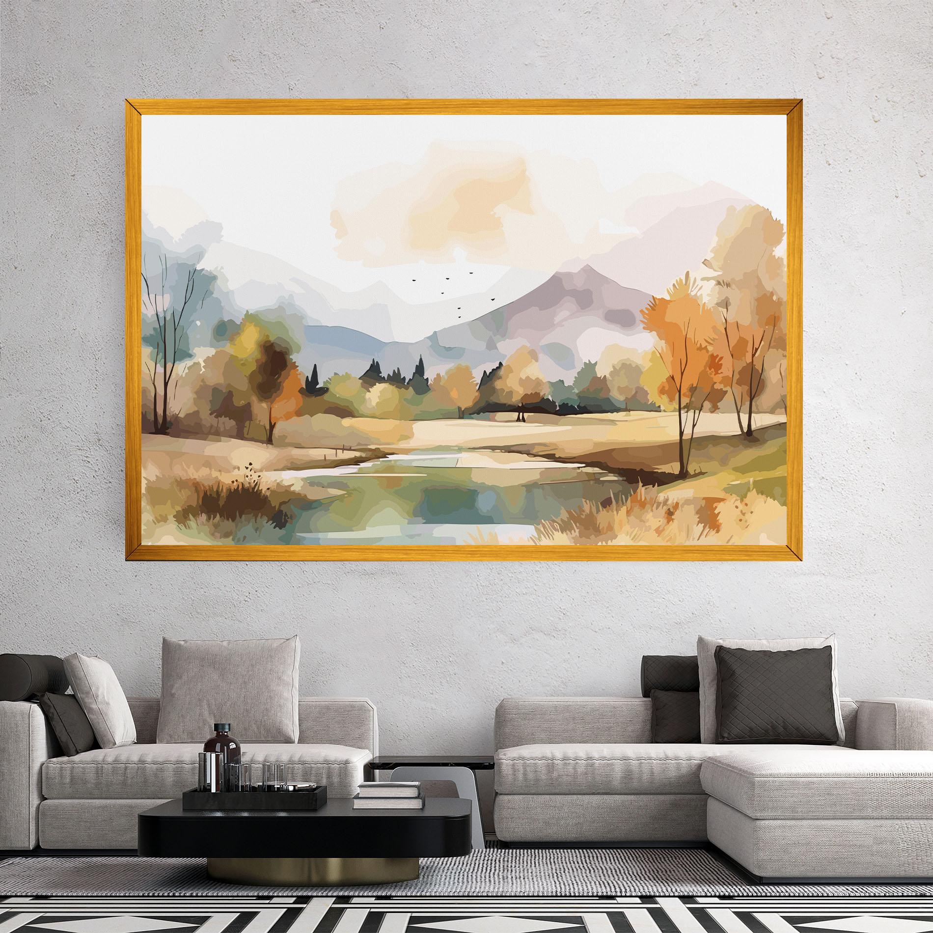 Leinwandbild Rural Lake View mockup 2
