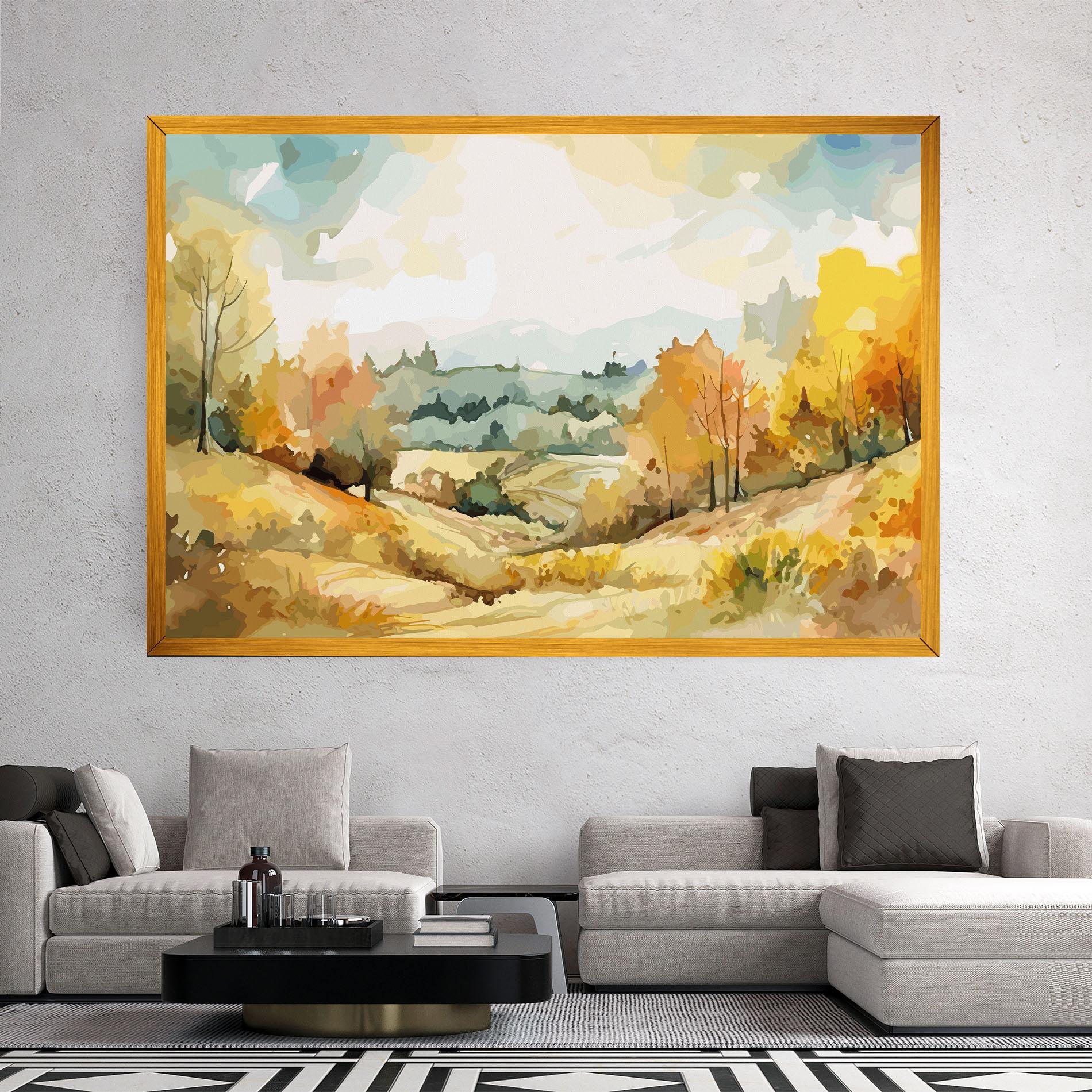 Leinwandbild Yellow Rural Trees mockup 2