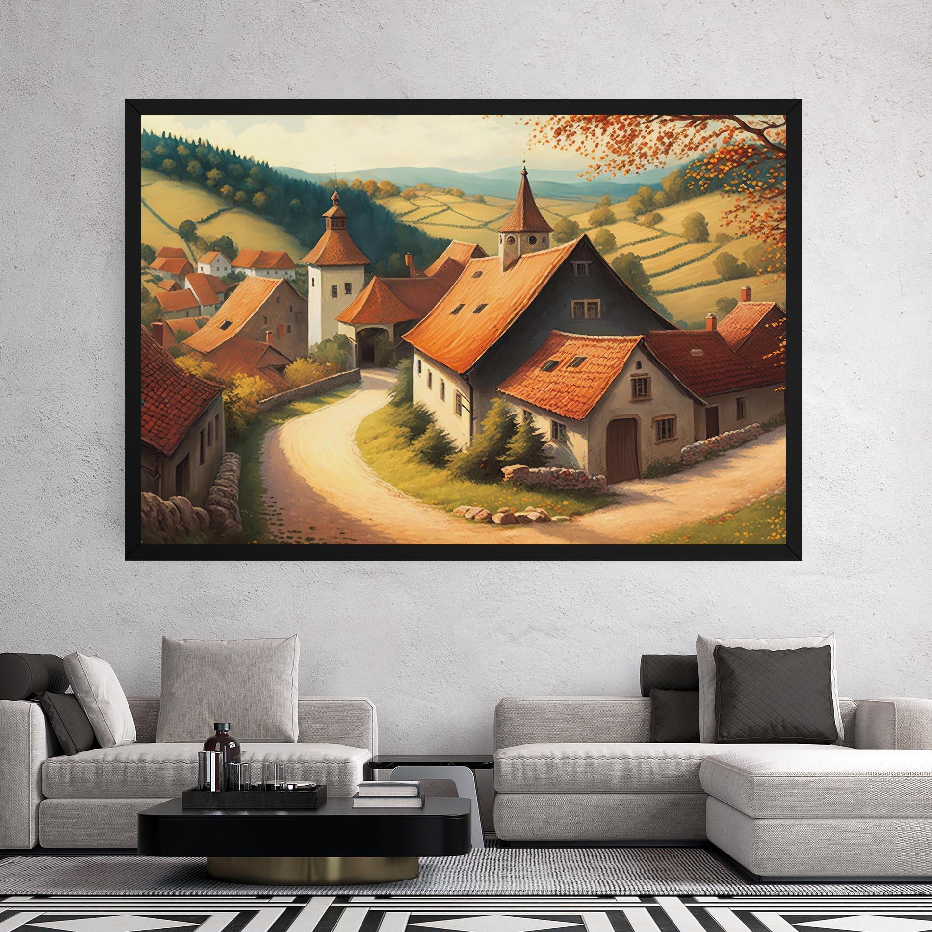 Leinwandbild Countryside Village mockup 2