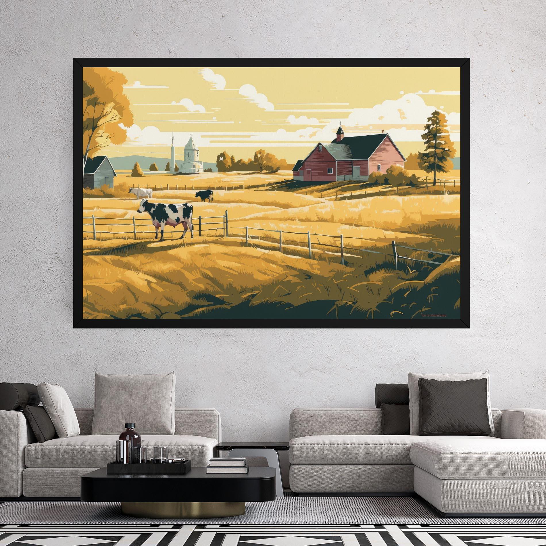 Leinwandbild Cows Sunlight Farm mockup 2