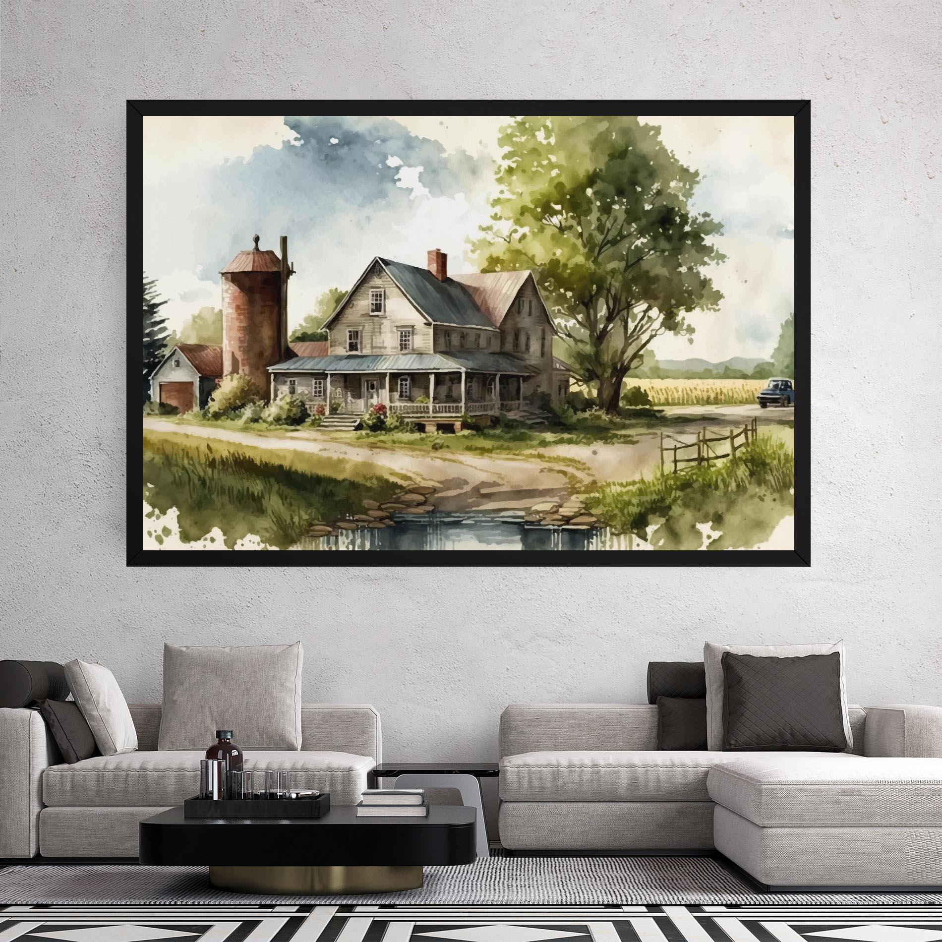 Leinwandbild Farm Blue Car mockup 2