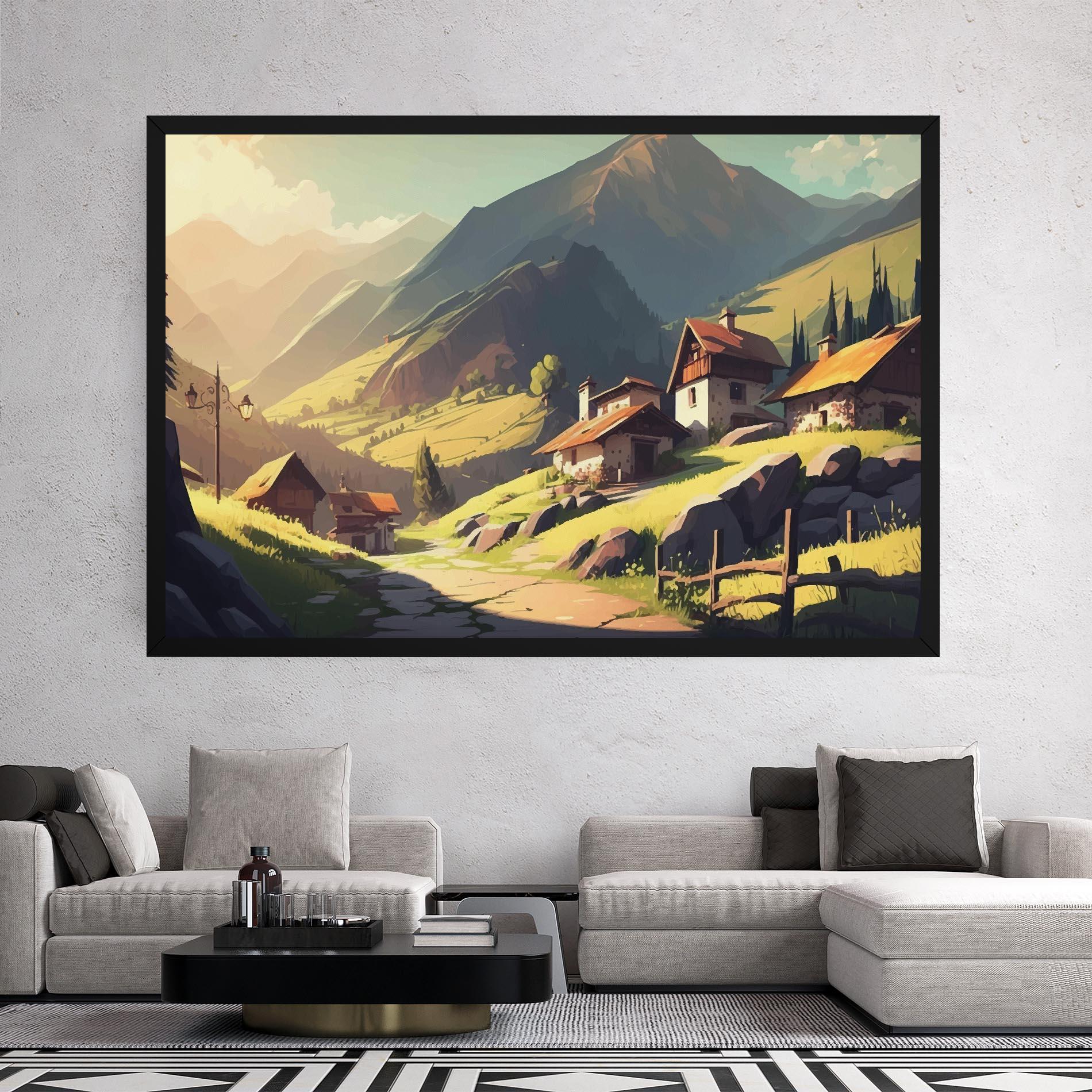 Leinwandbild Grassy Mountain View mockup 2