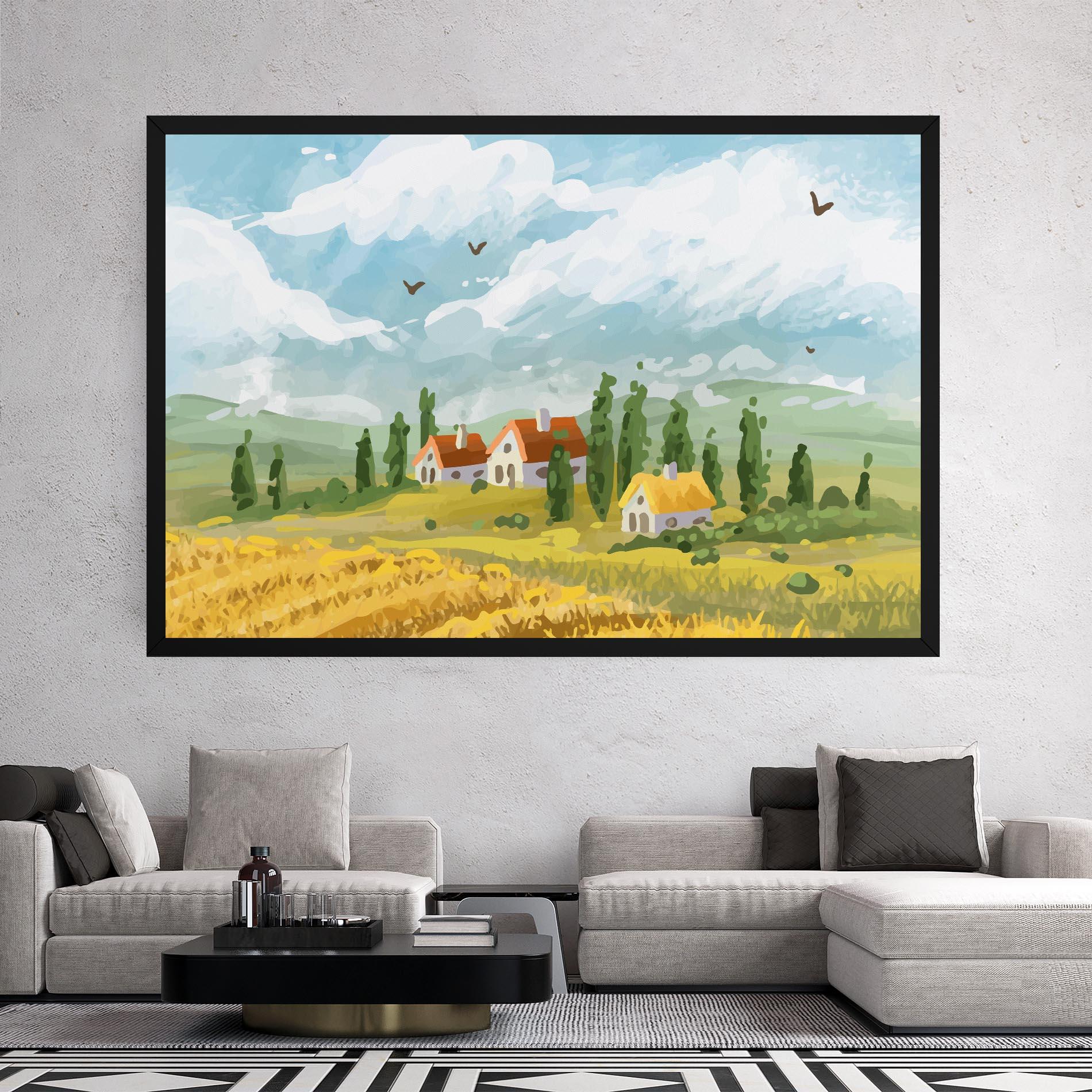 Leinwandbild Orange Yellow House mockup 2