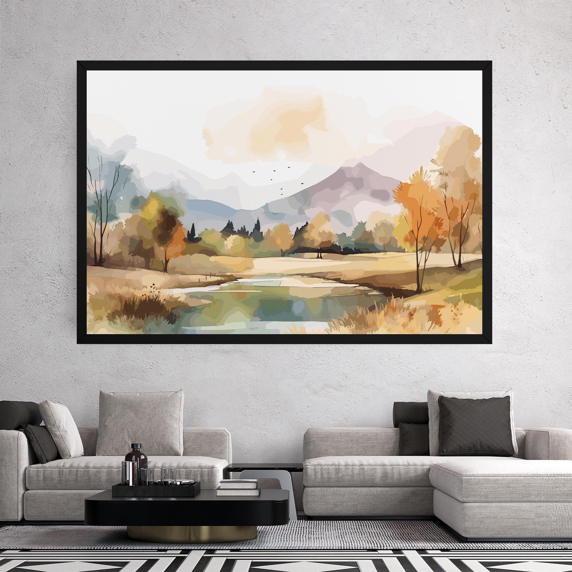 Leinwandbild Rural Lake View mockup 2