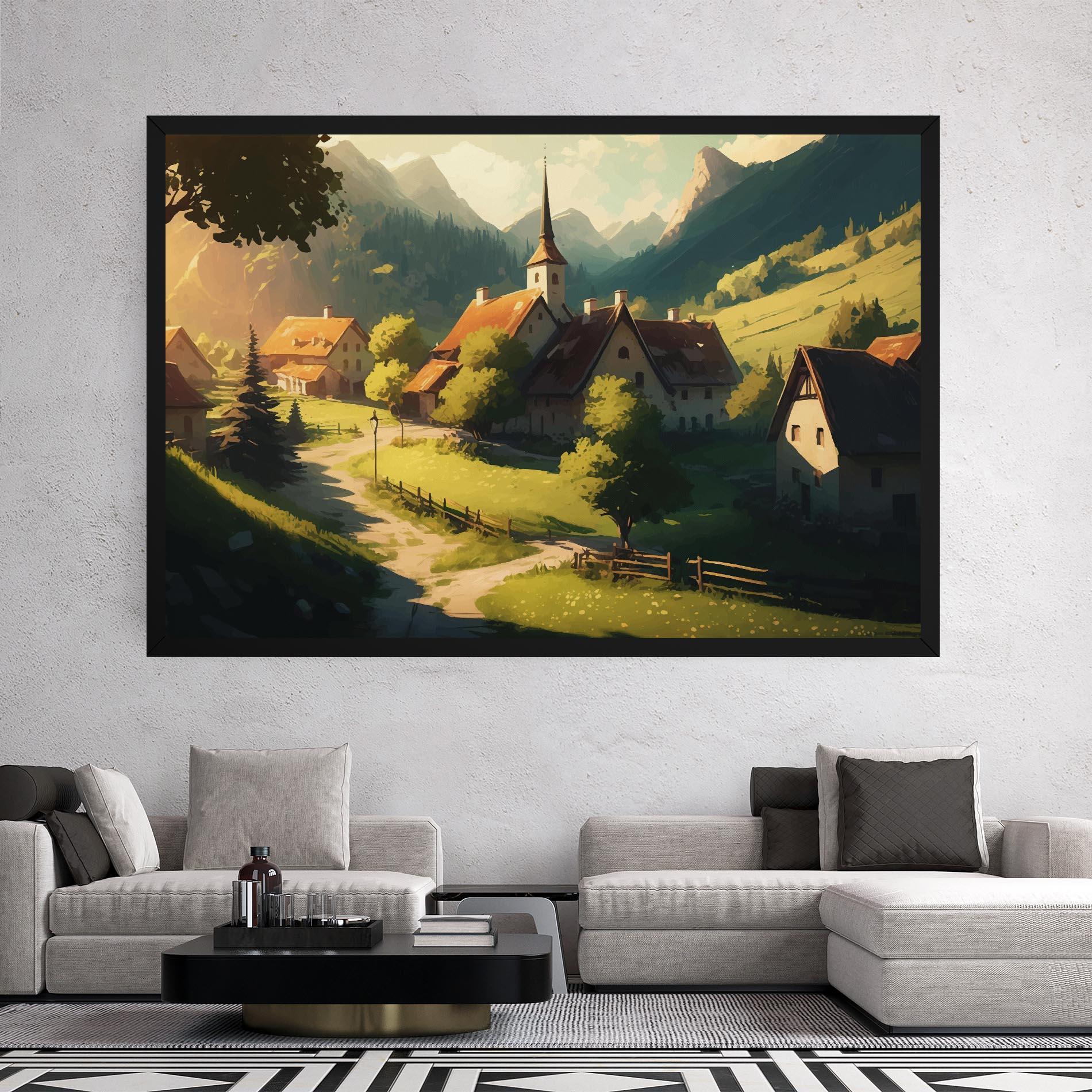 Leinwandbild Village Dreamy View mockup 2