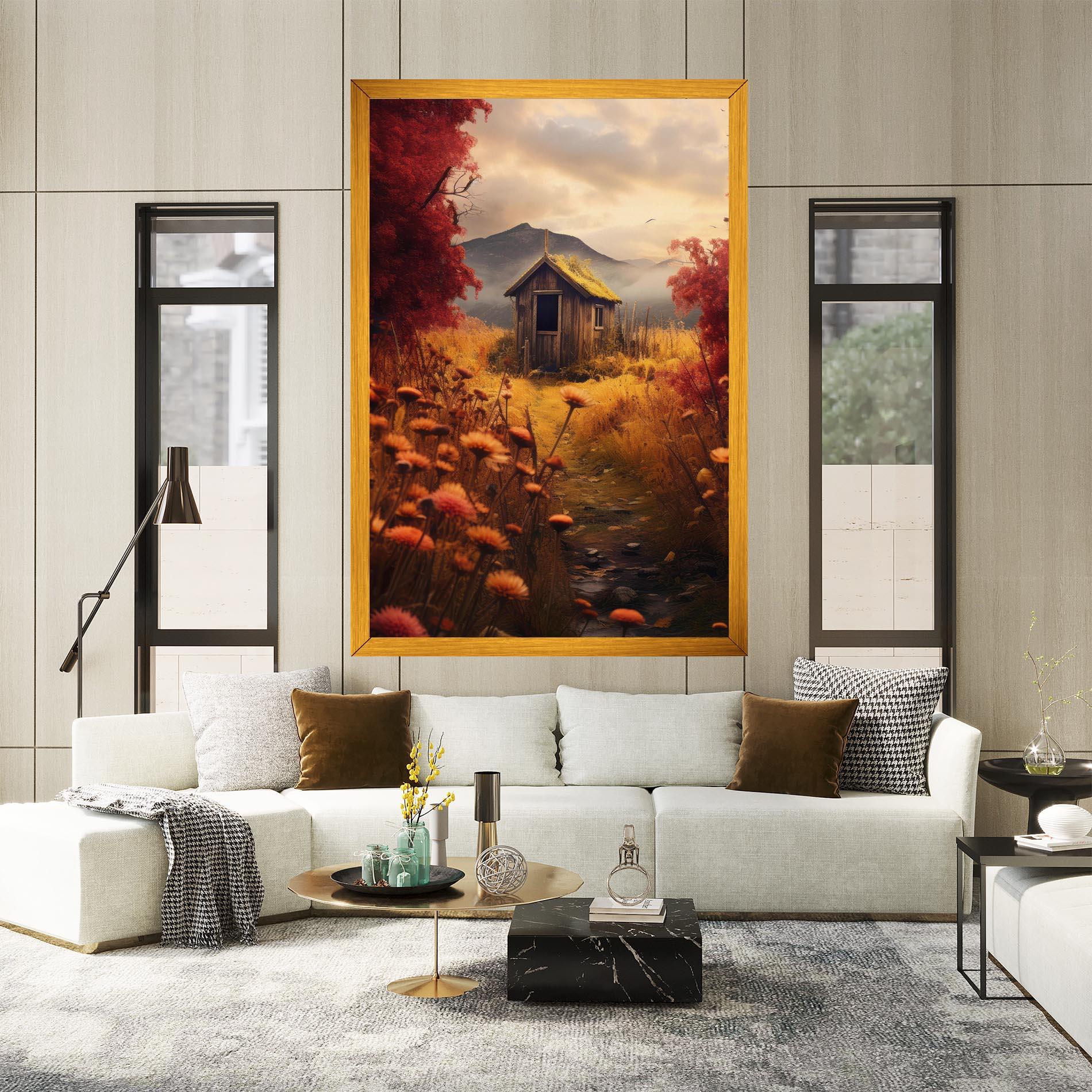 Leinwandbild Small Cabin Field mockup 2