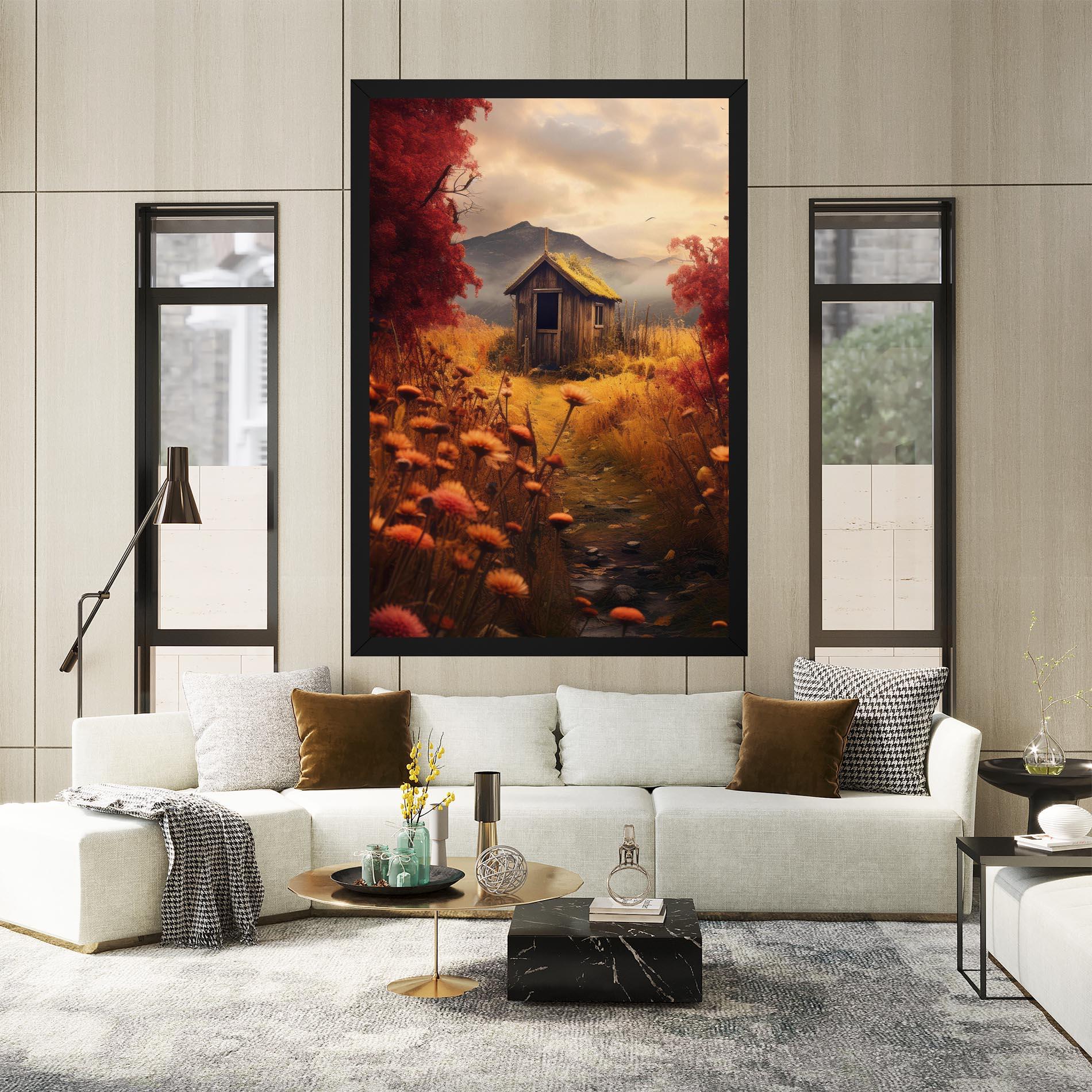 Leinwandbild Small Cabin Field mockup 2