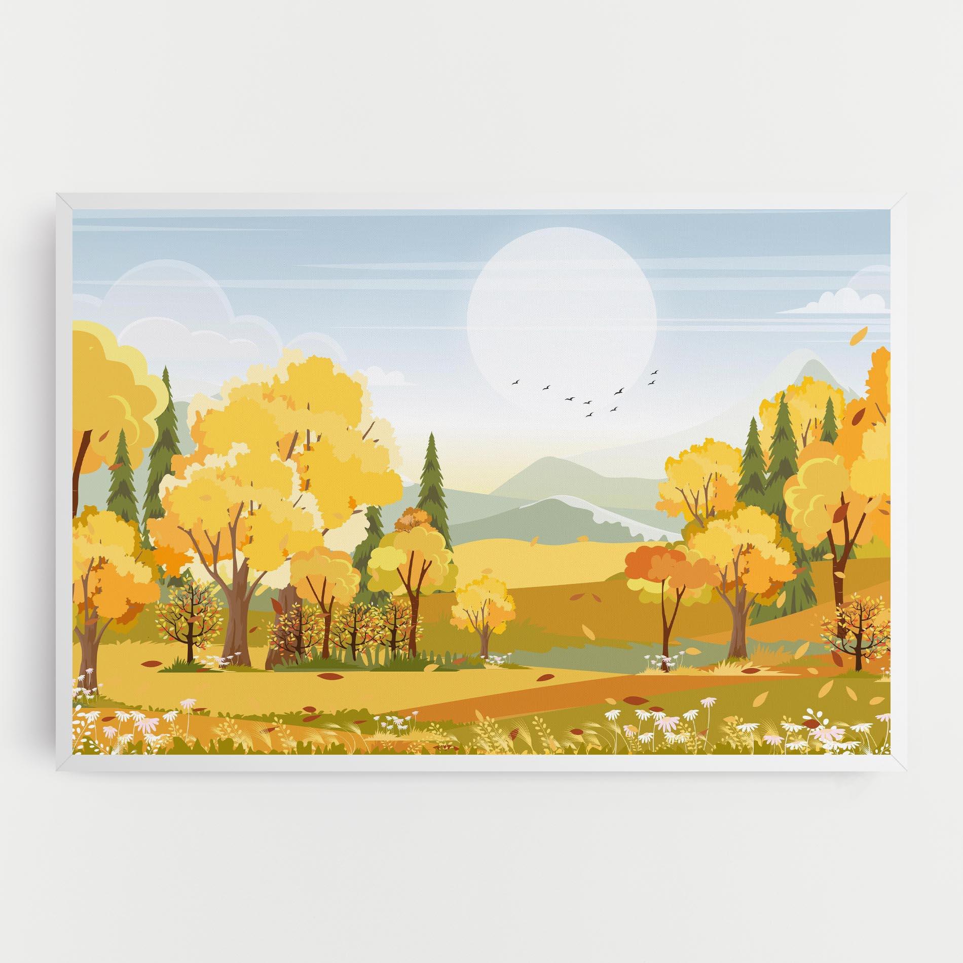 Leinwandbild Autumn Yellow View mockup 0