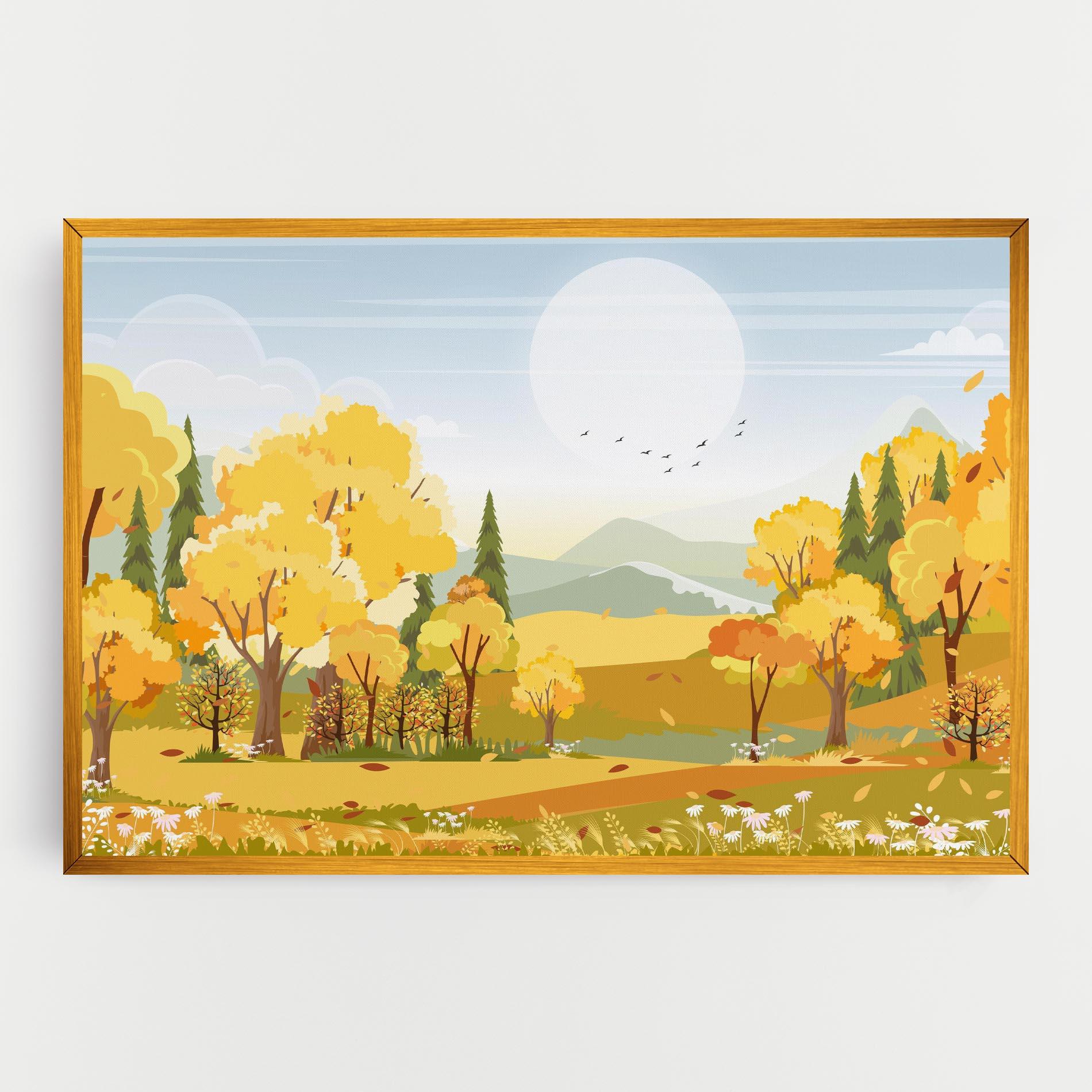 Leinwandbild Autumn Yellow View mockup 0