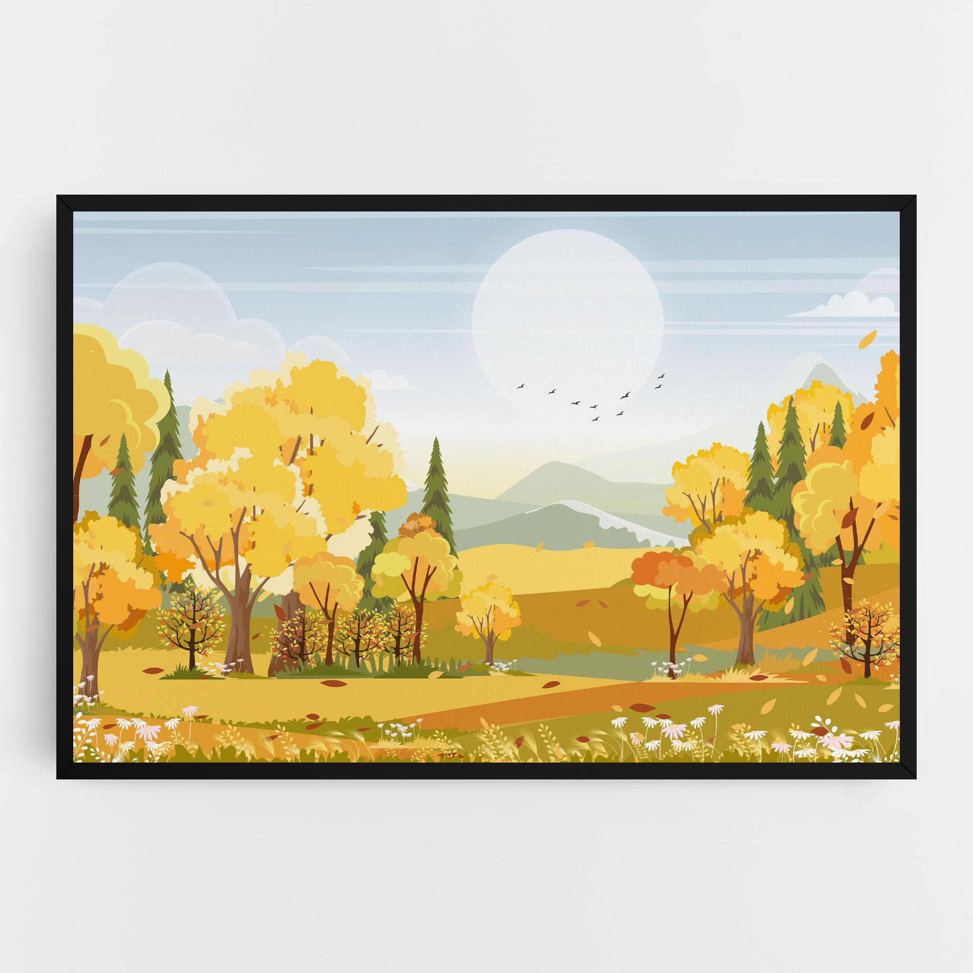 Leinwandbild Autumn Yellow View mockup 0