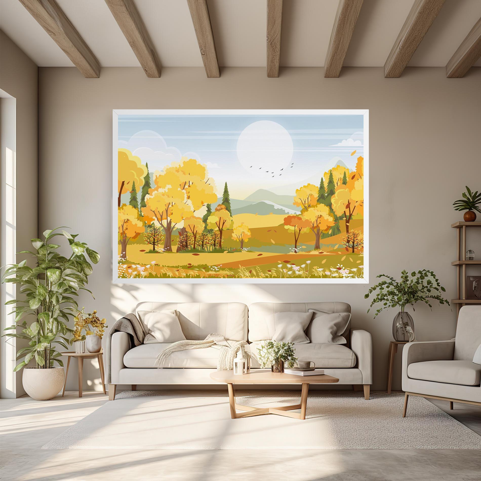 Leinwandbild Autumn Yellow View mockup 6