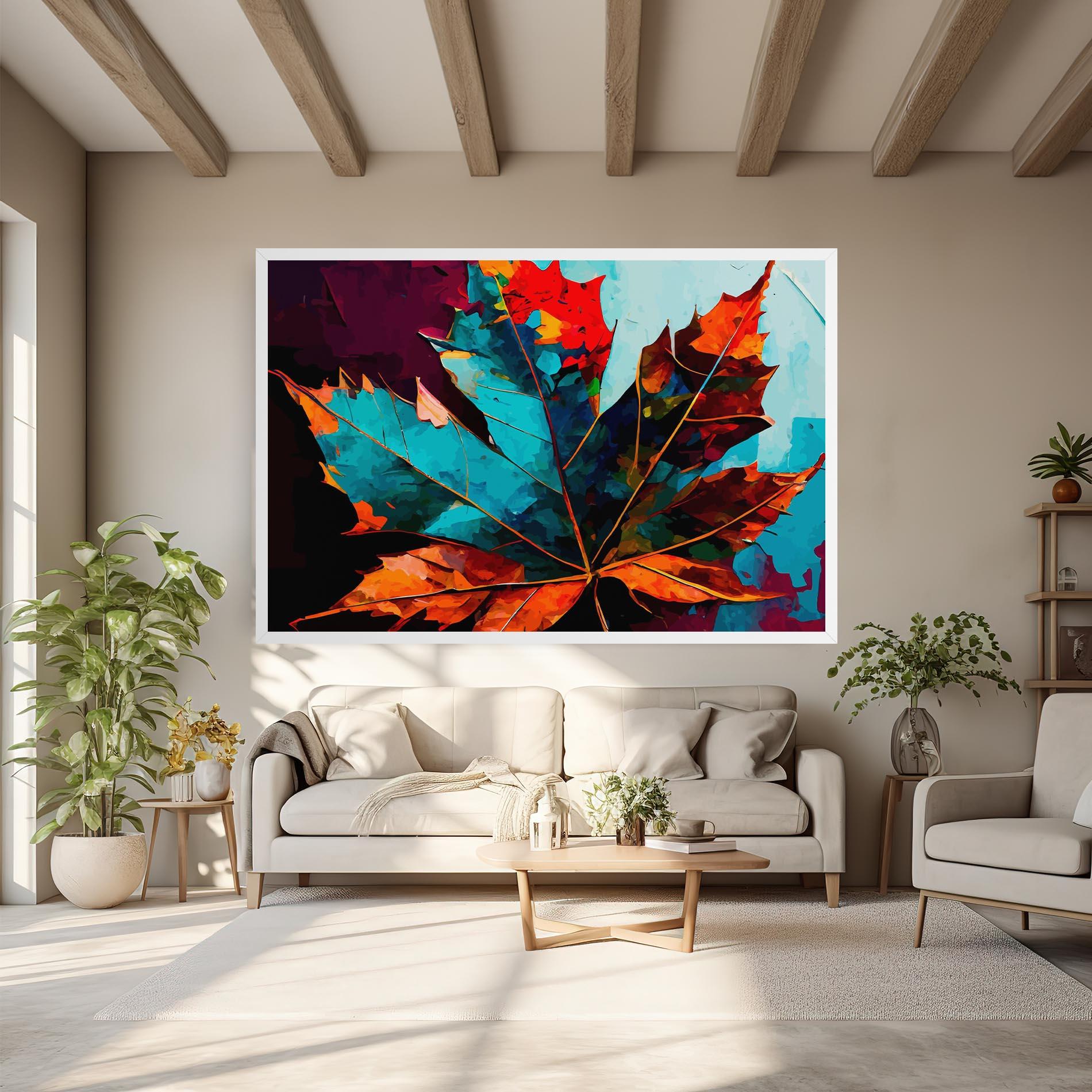 Leinwandbild Blue Orange Leaf mockup 6