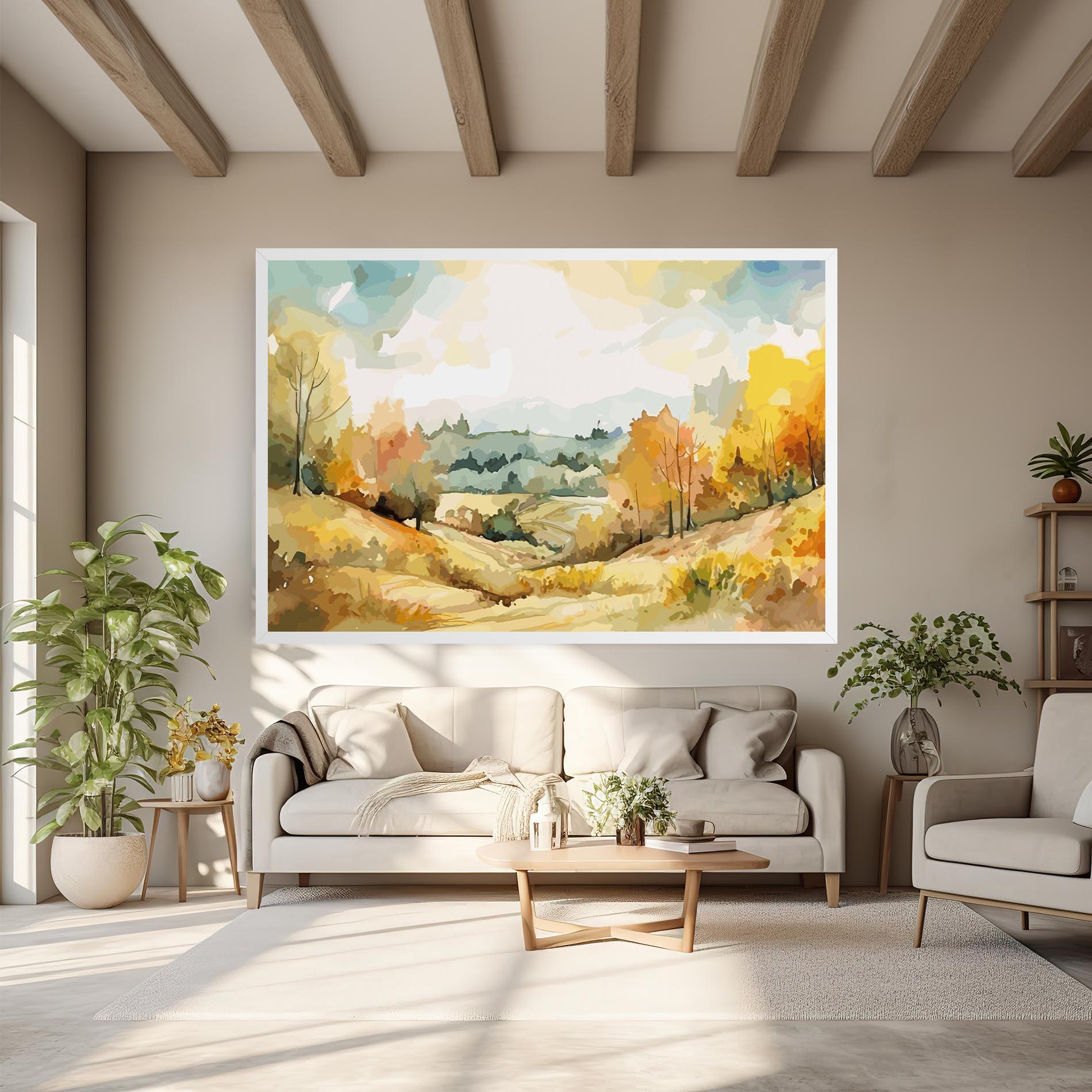 Leinwandbild Green Yellow Autumn mockup 6