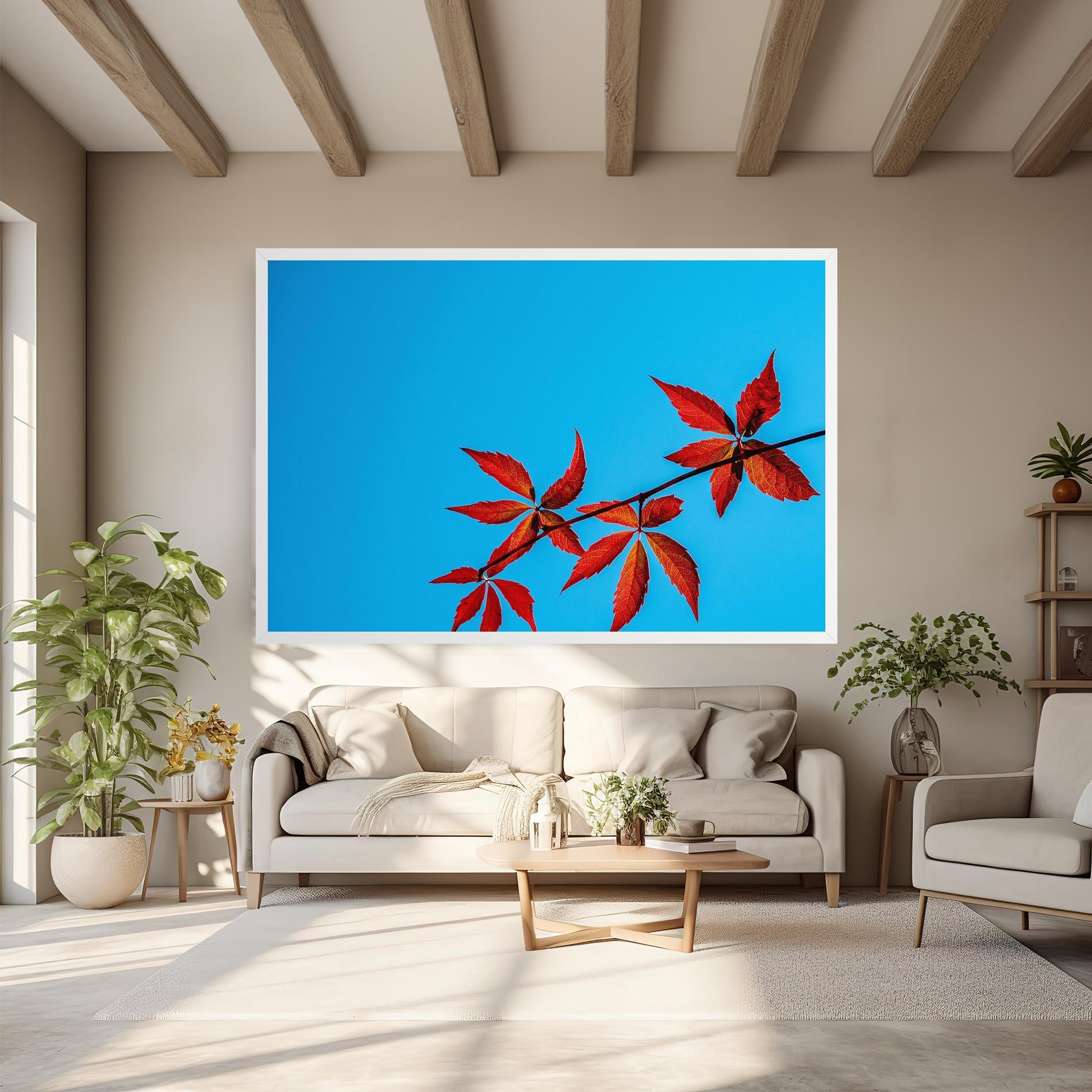 Leinwandbild Red Small Leaves mockup 6