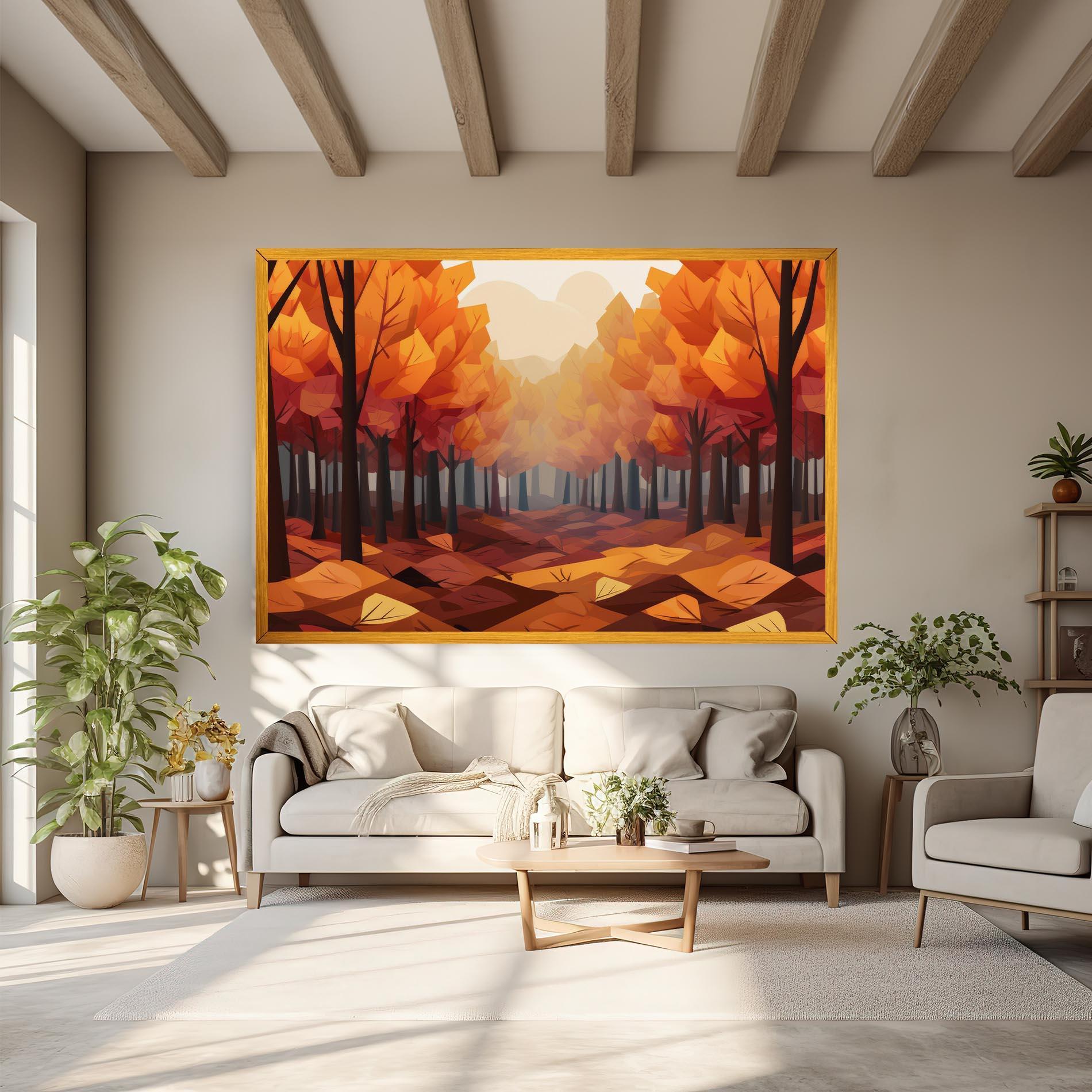 Leinwandbild Autumn Forest View mockup 6