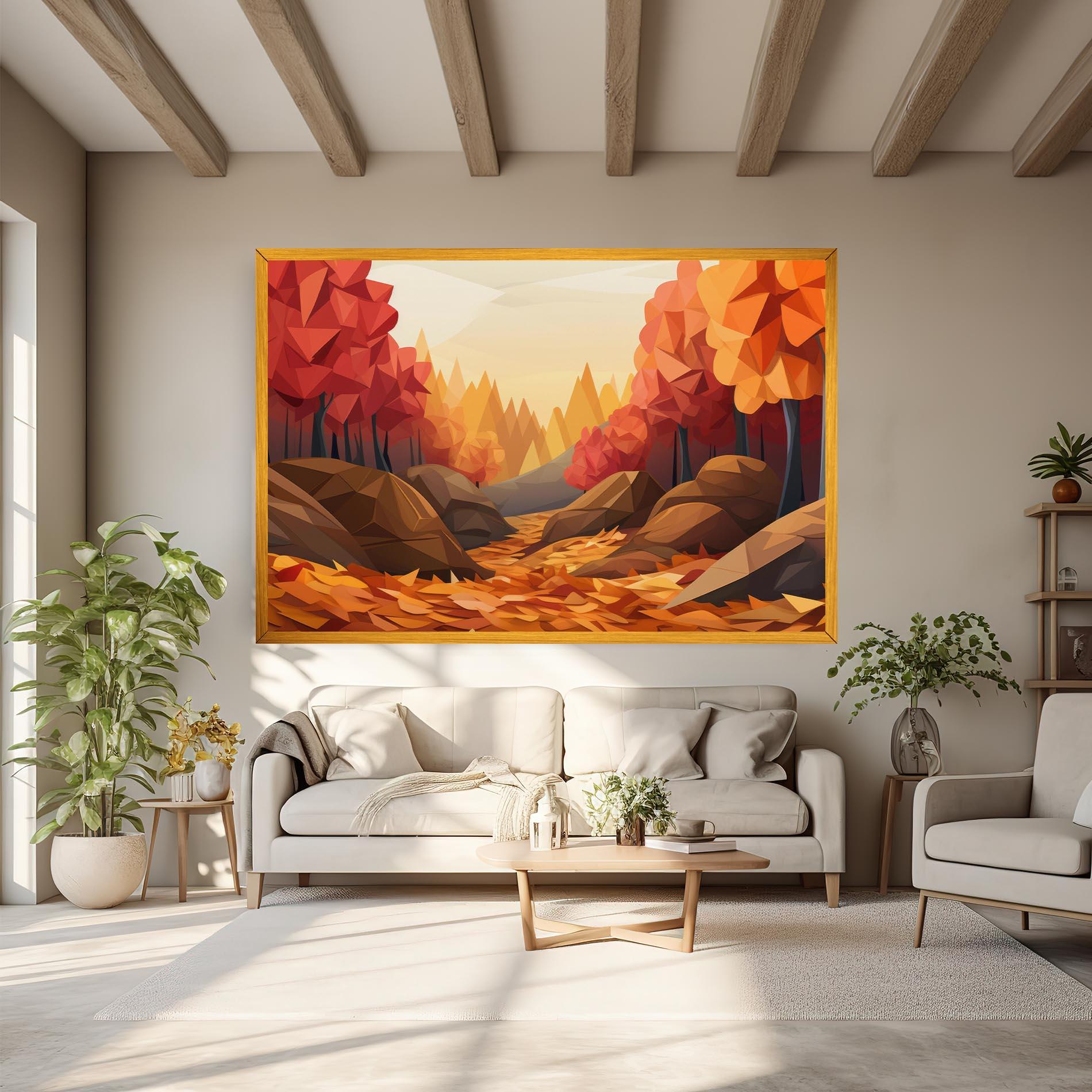 Leinwandbild Autumn Orange Forest mockup 6