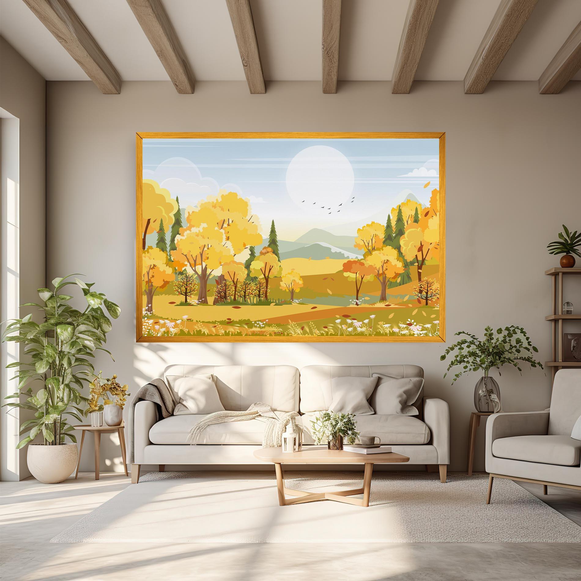 Leinwandbild Autumn Yellow View mockup 6
