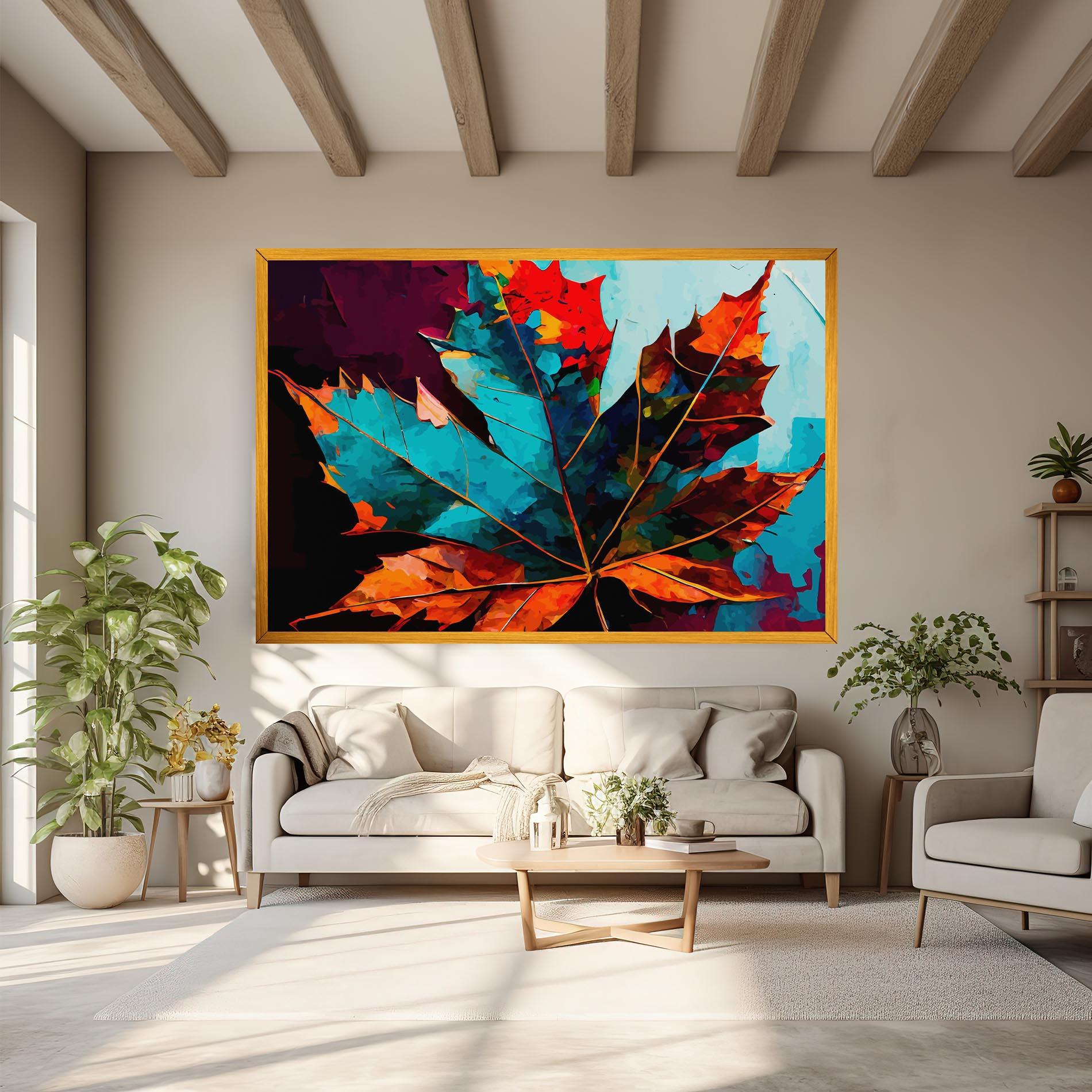 Leinwandbild Blue Orange Leaf mockup 6