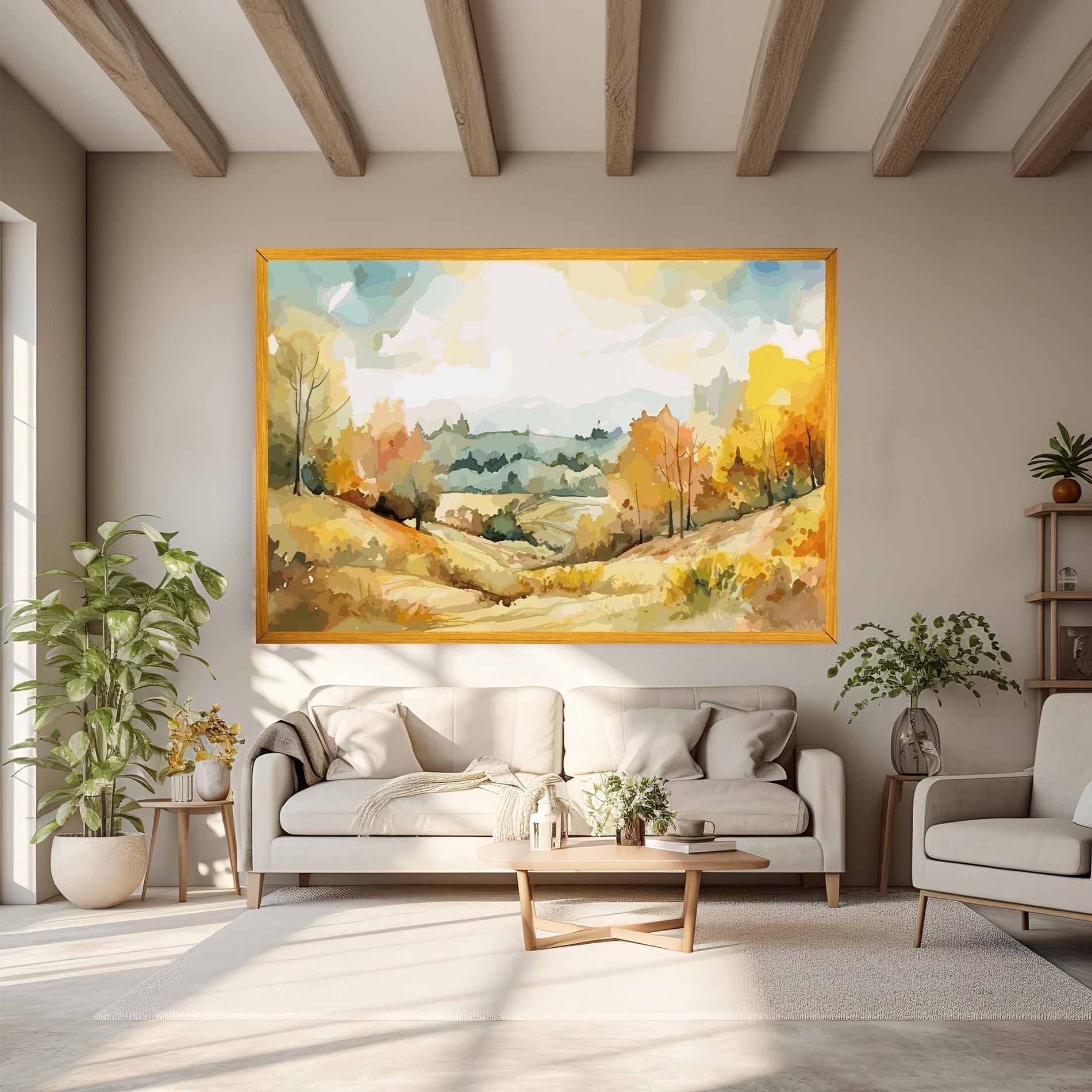 Leinwandbild Green Yellow Autumn mockup 6