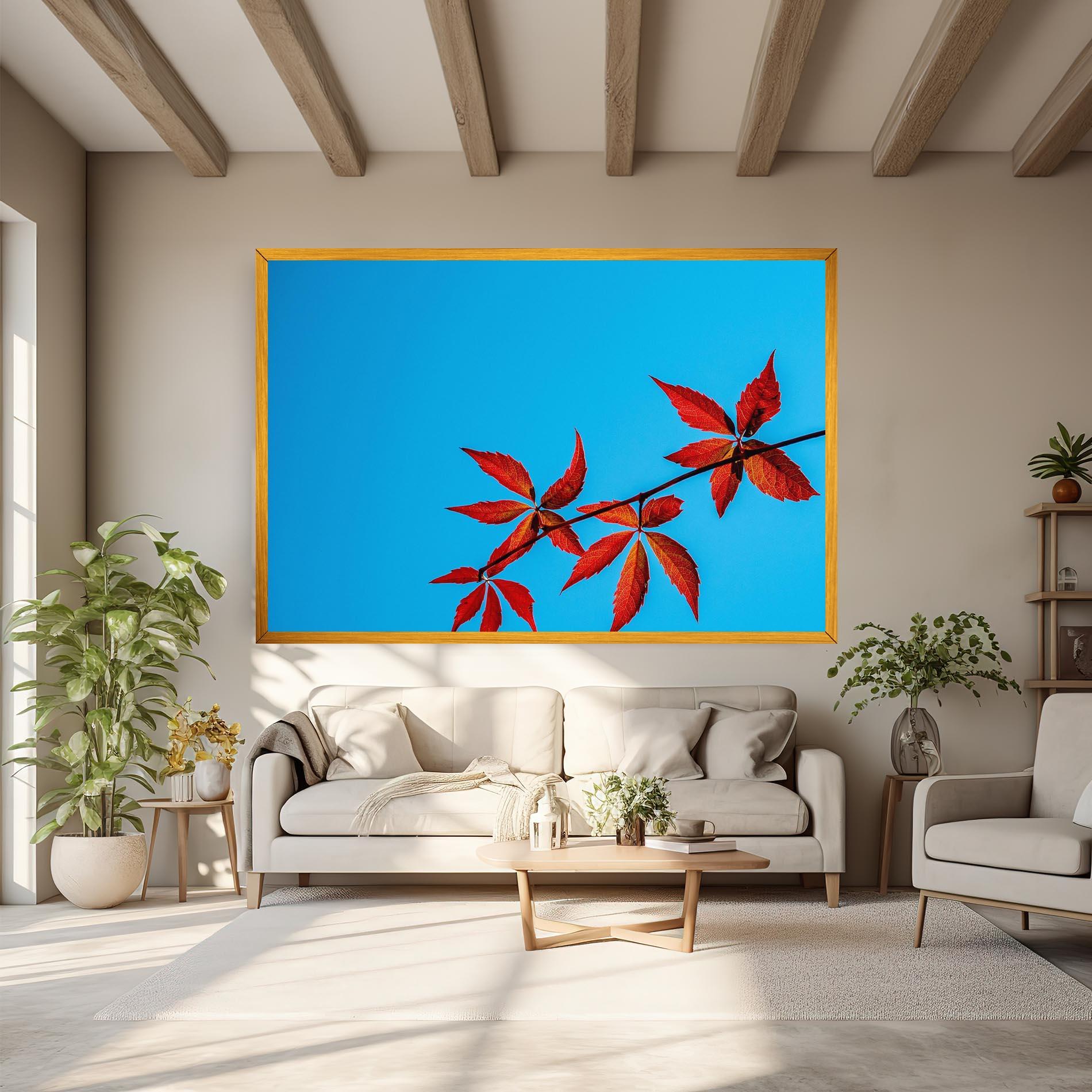 Leinwandbild Red Small Leaves mockup 6