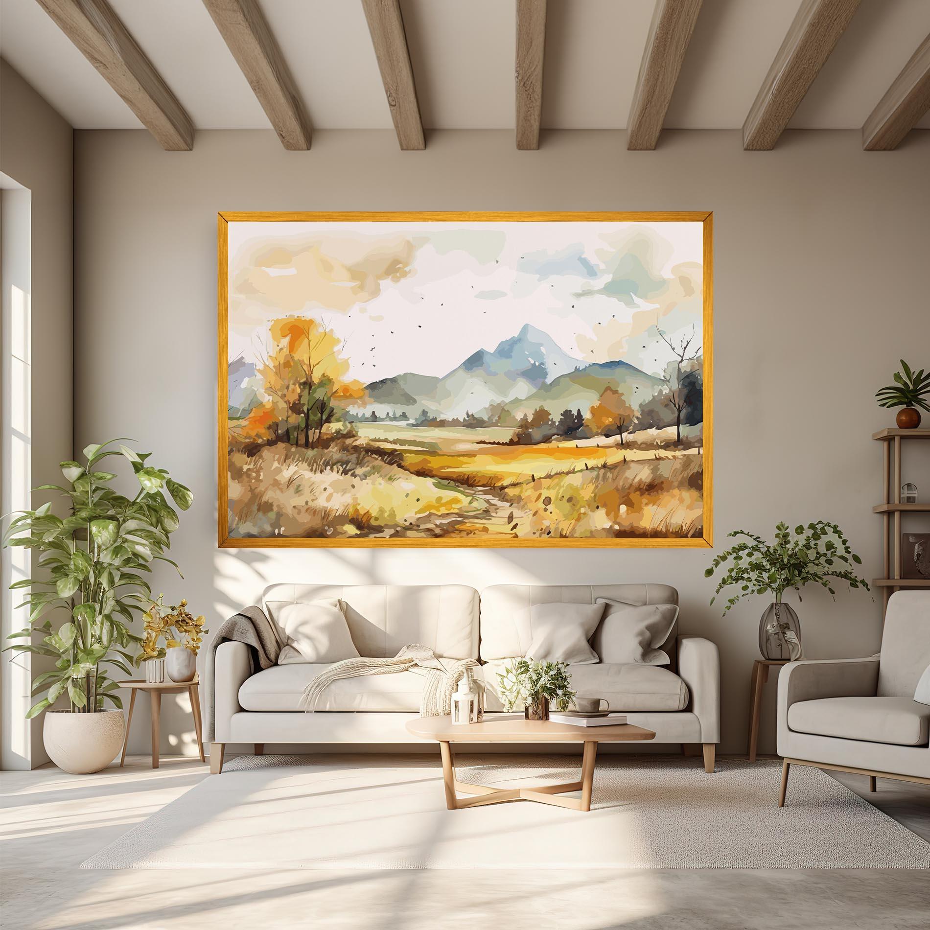 Leinwandbild Yellow Blue Autumn mockup 6