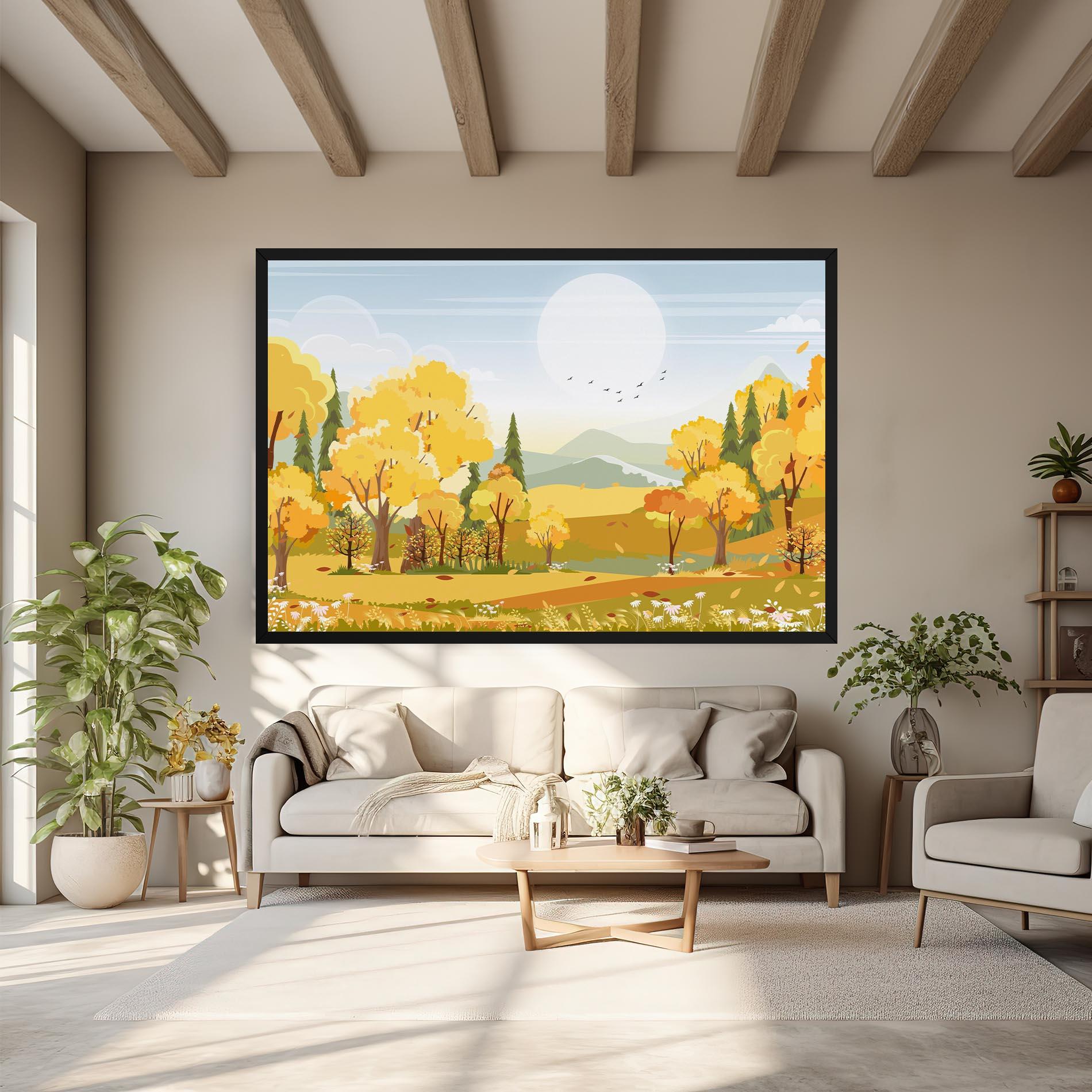 Leinwandbild Autumn Yellow View mockup 6