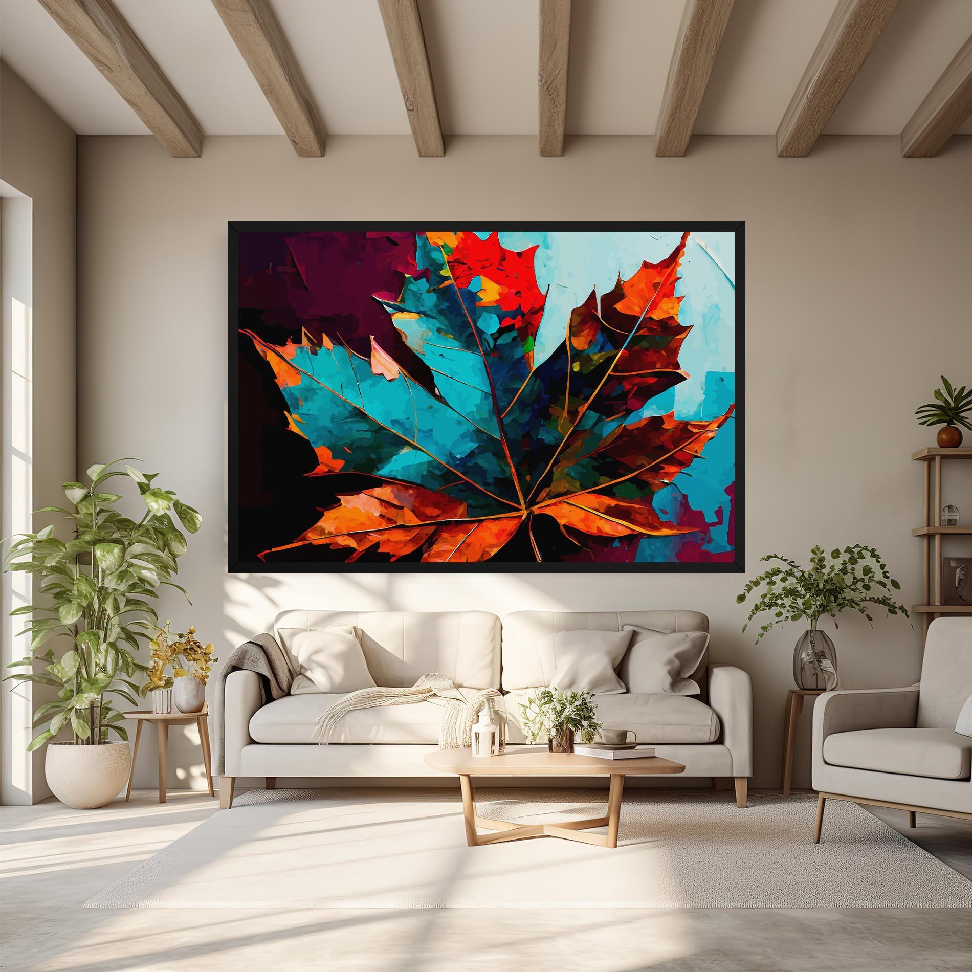 Leinwandbild Blue Orange Leaf mockup 6