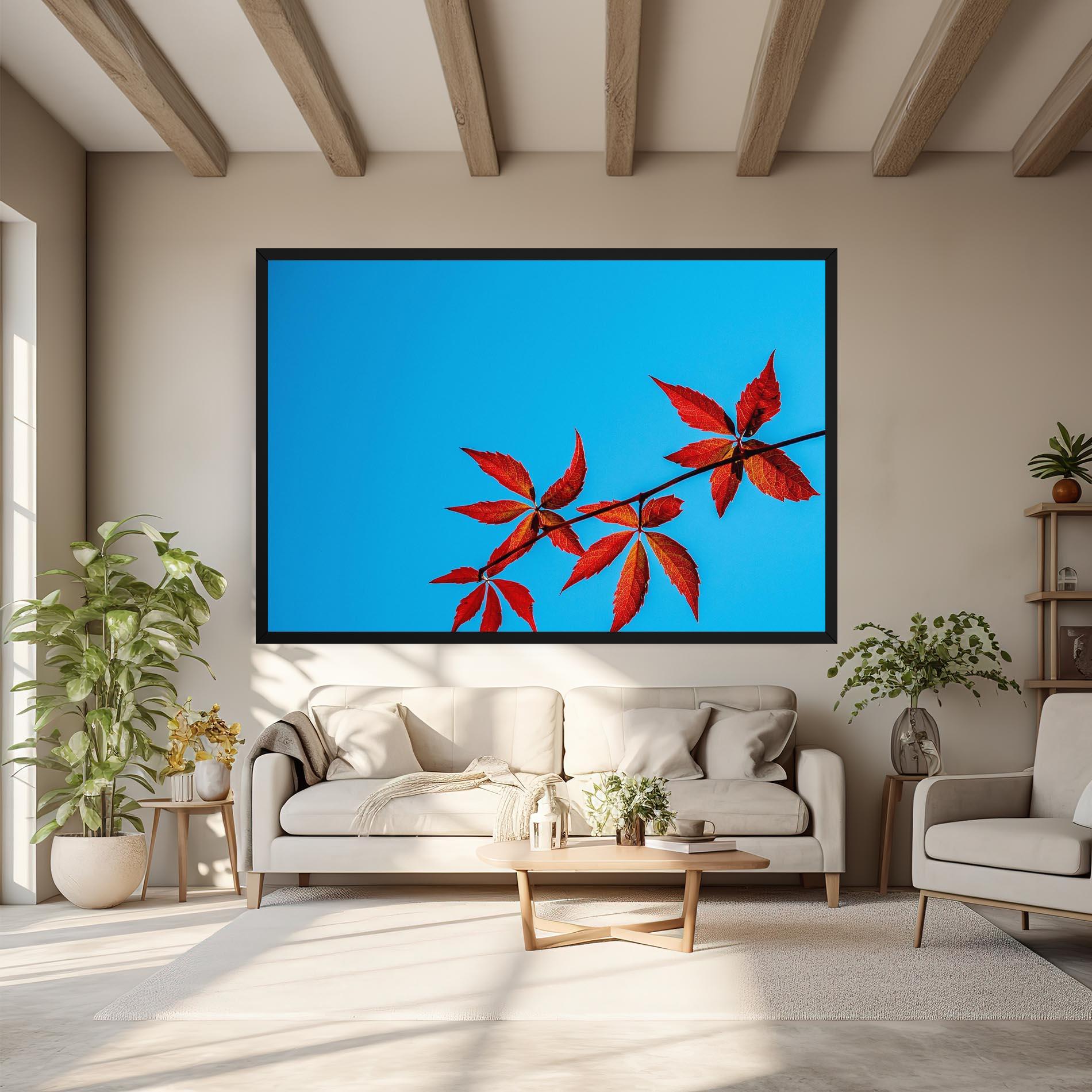 Leinwandbild Red Small Leaves mockup 6