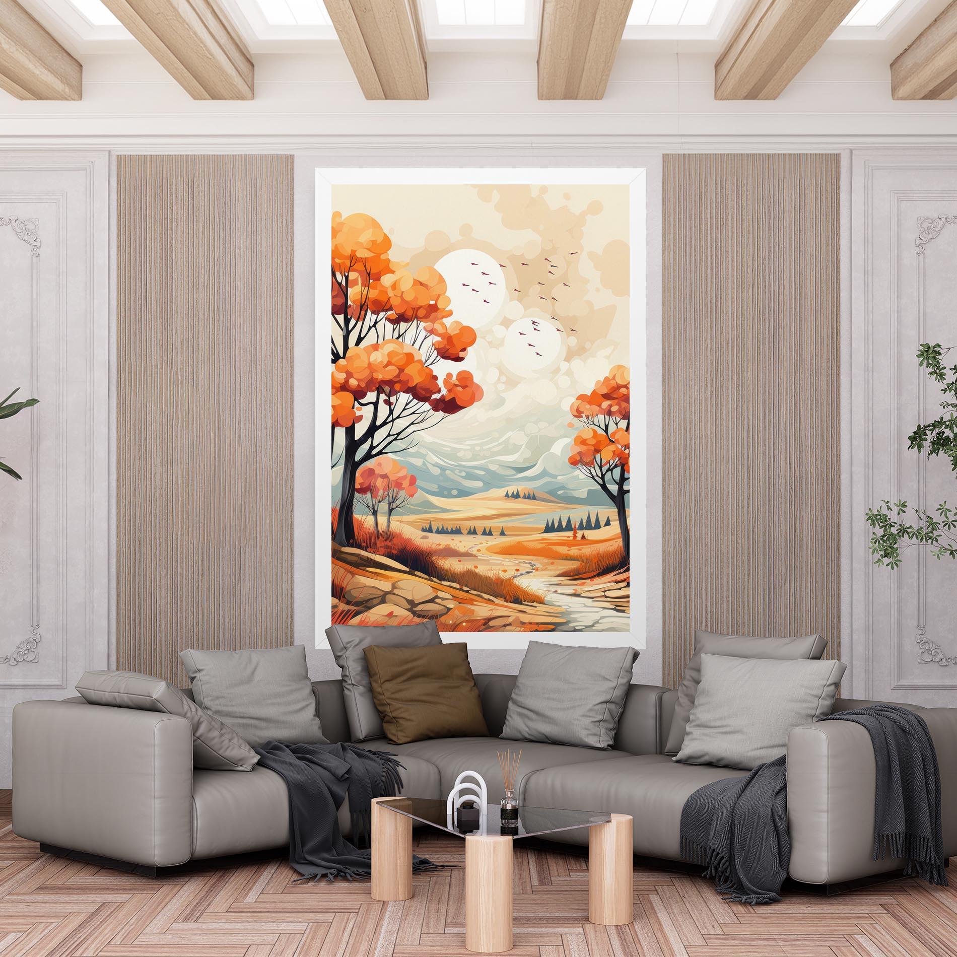 Leinwandbild Autumn Tree Painting mockup 6