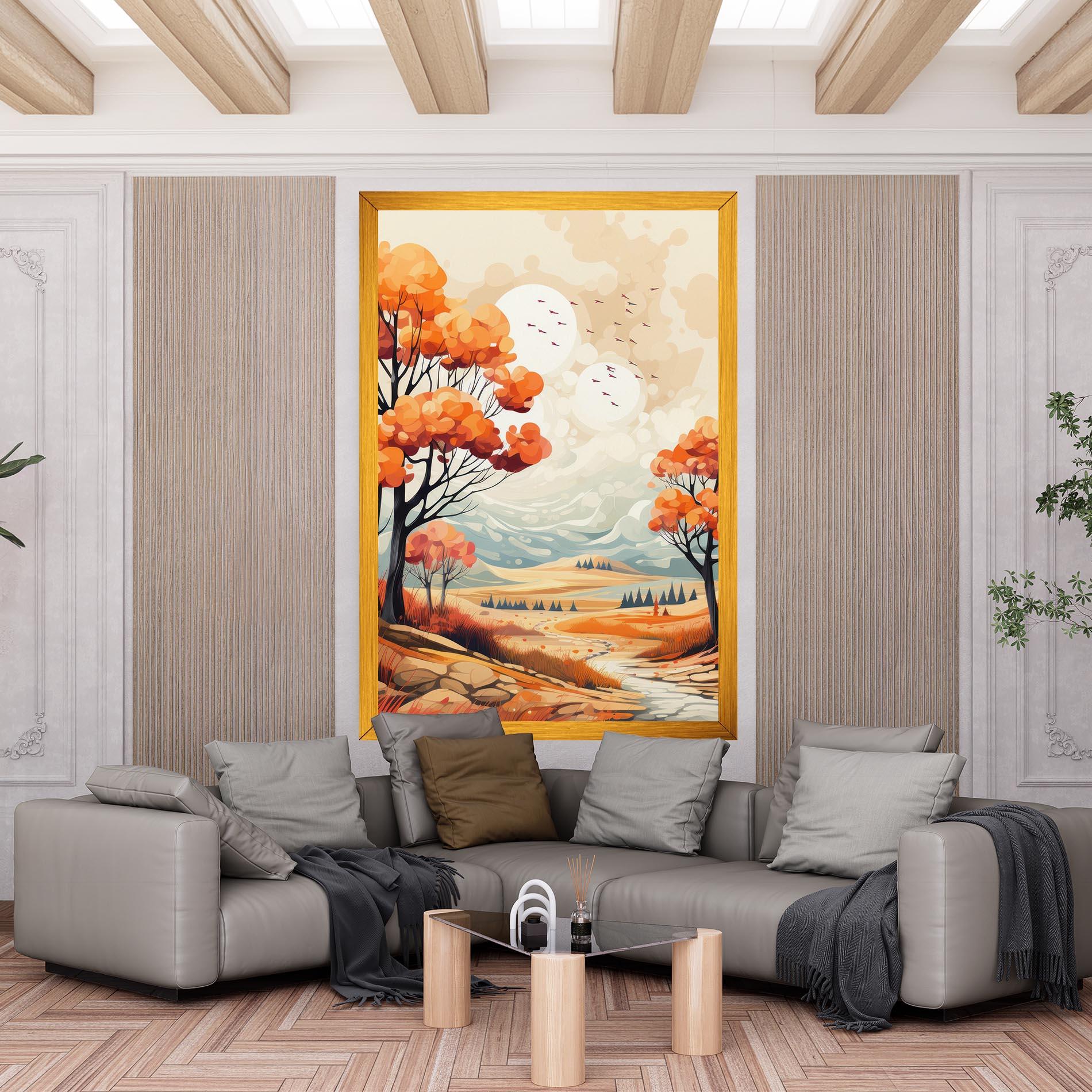 Leinwandbild Autumn Tree Painting mockup 6