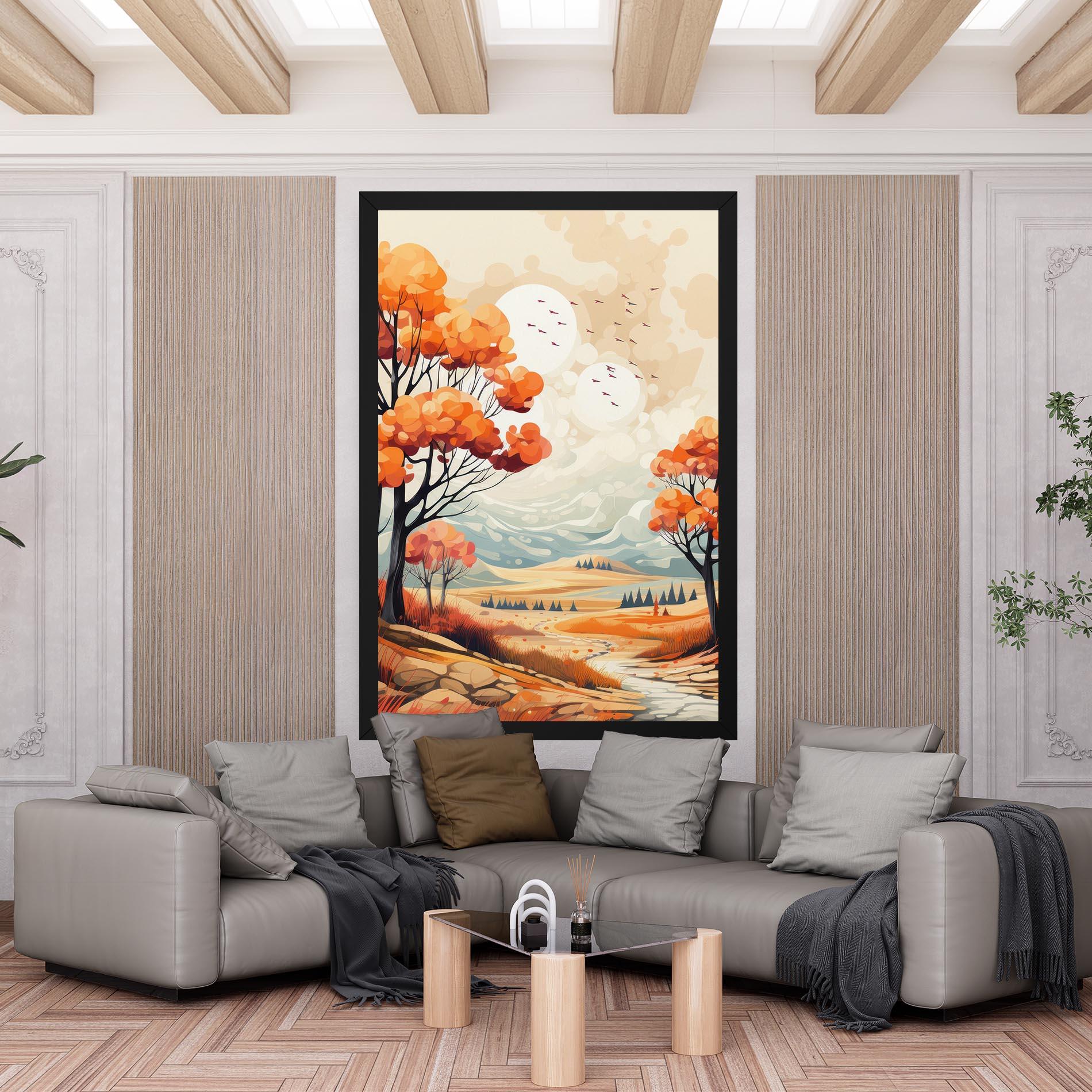 Leinwandbild Autumn Tree Painting mockup 6
