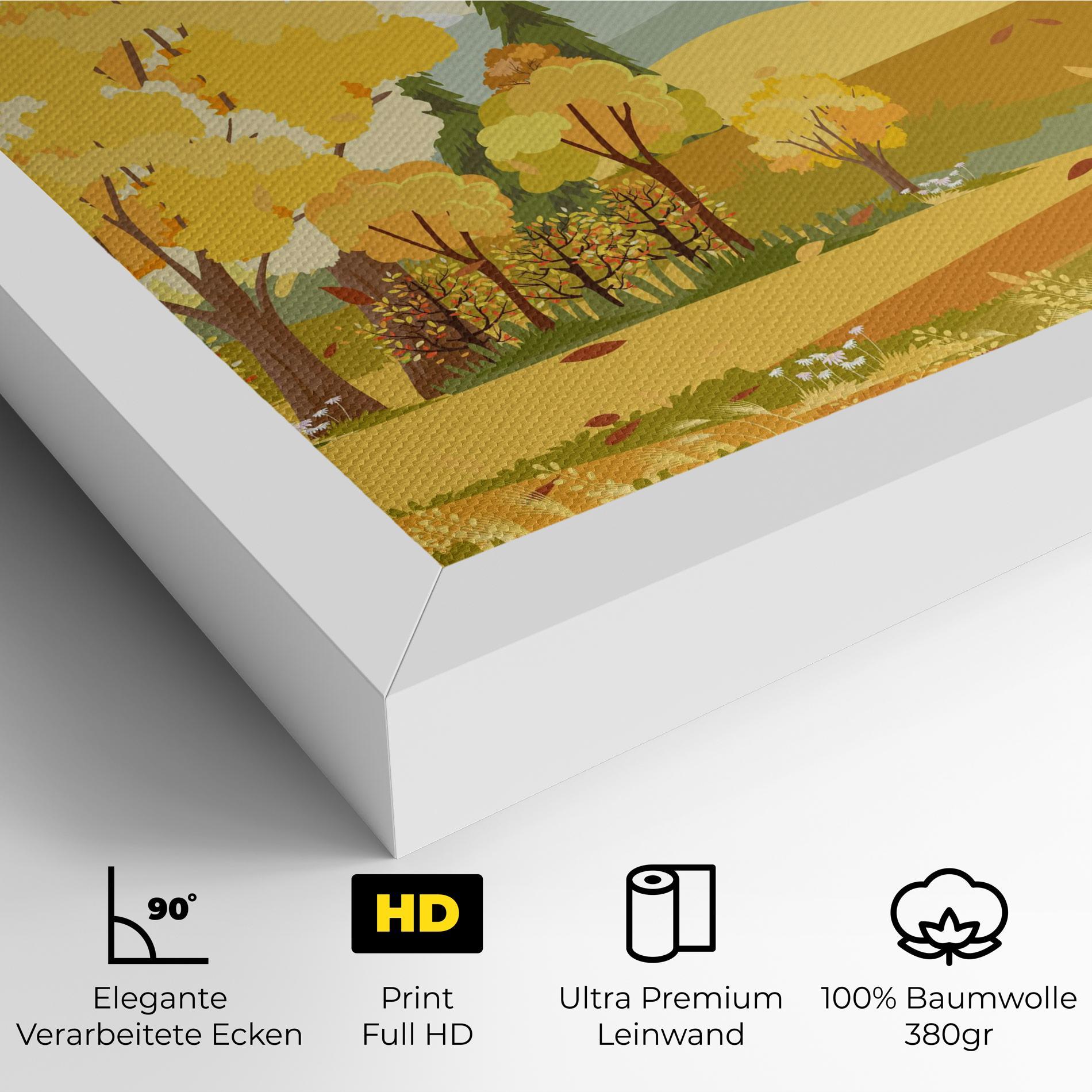 Leinwandbild Autumn Yellow View mockup 4