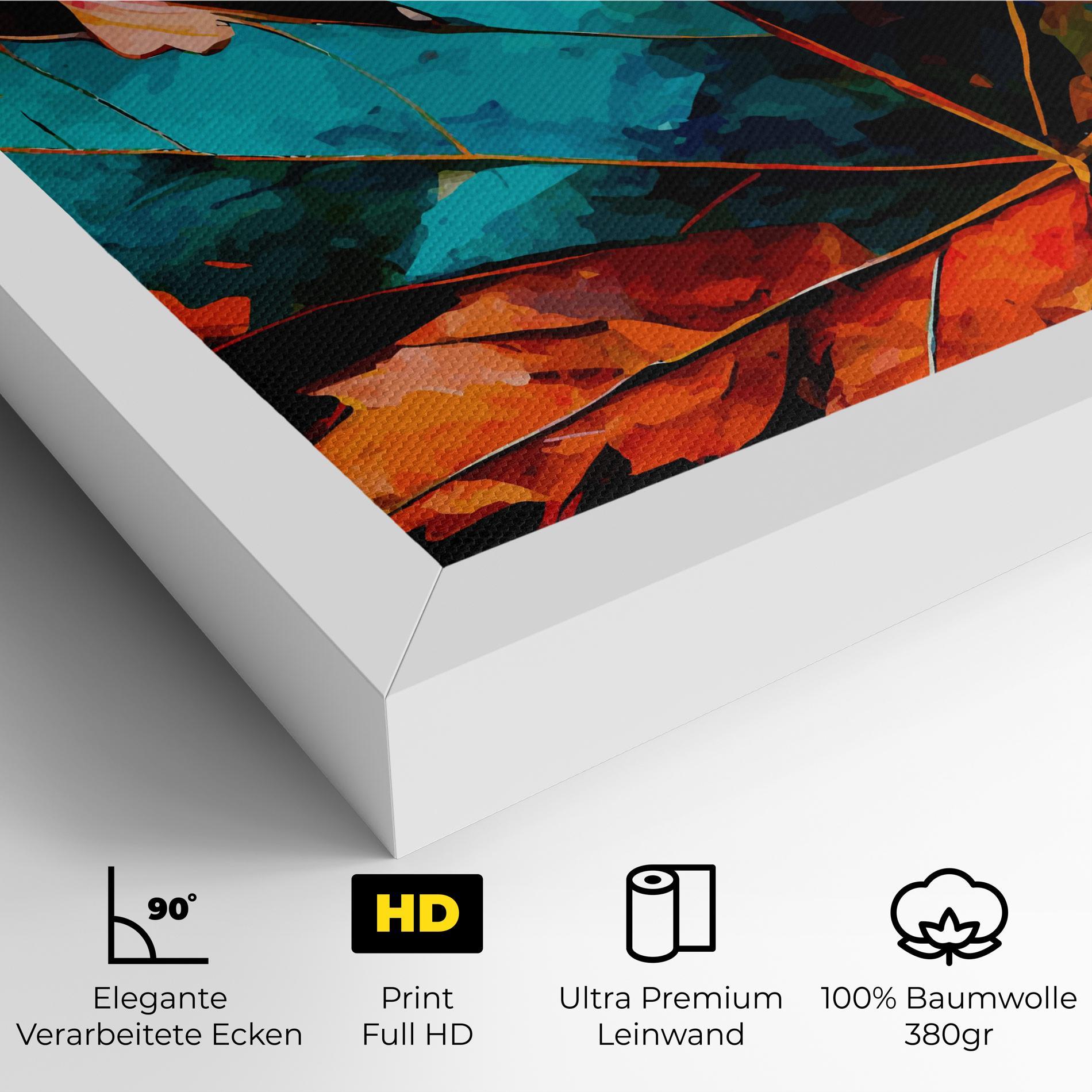 Leinwandbild Blue Orange Leaf mockup 4