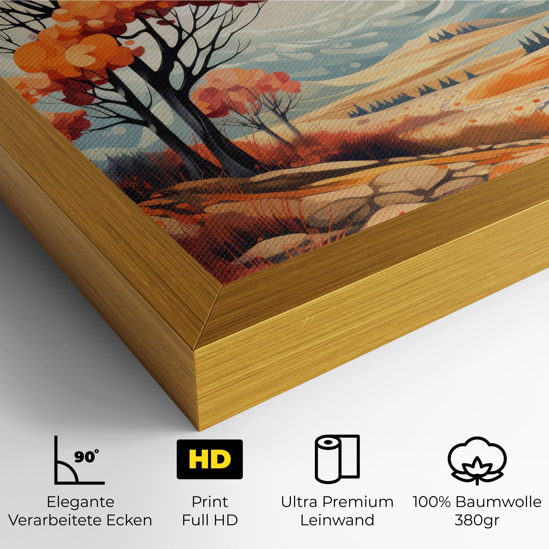 Leinwandbild Autumn Tree Painting mockup 4