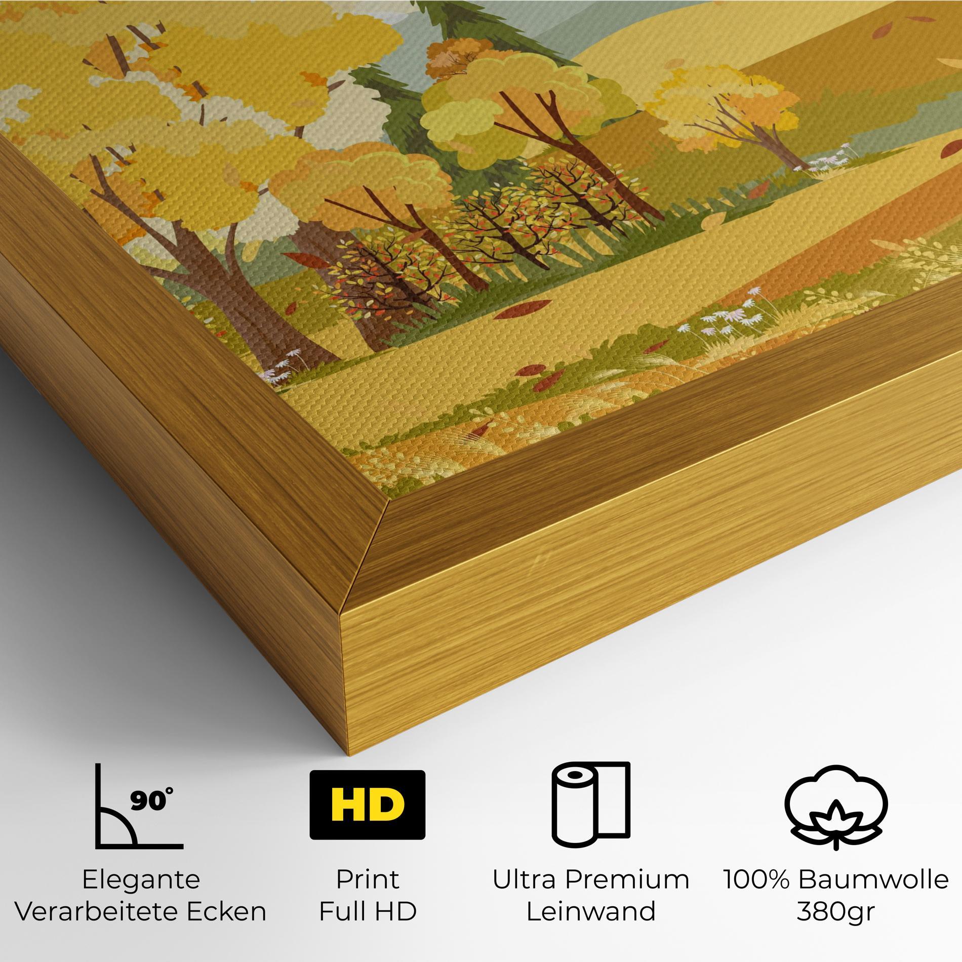 Leinwandbild Autumn Yellow View mockup 4