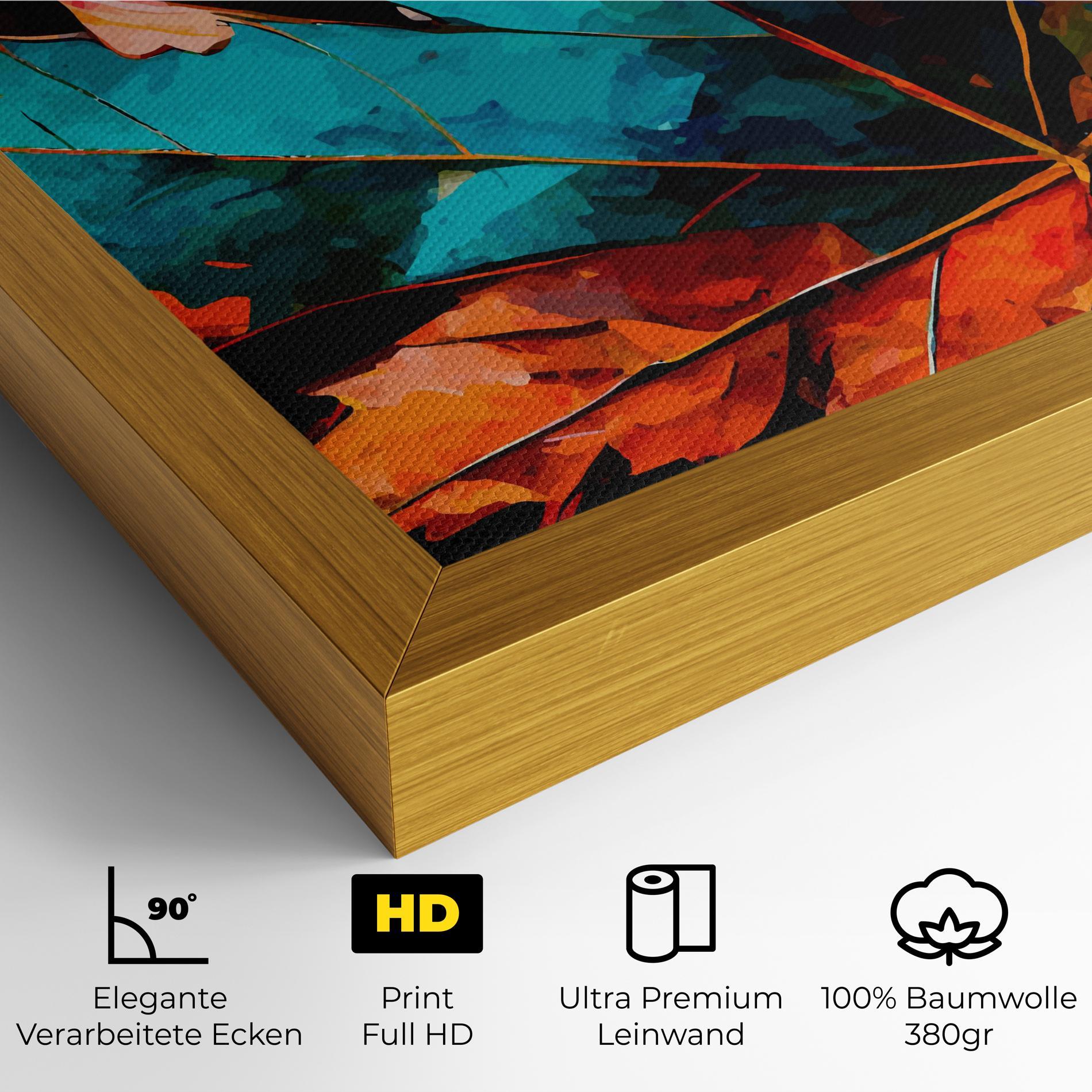 Leinwandbild Blue Orange Leaf mockup 4