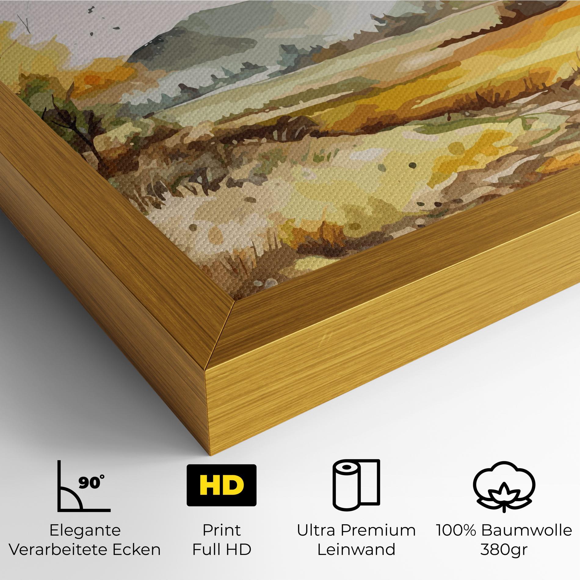 Leinwandbild Yellow Blue Autumn mockup 4