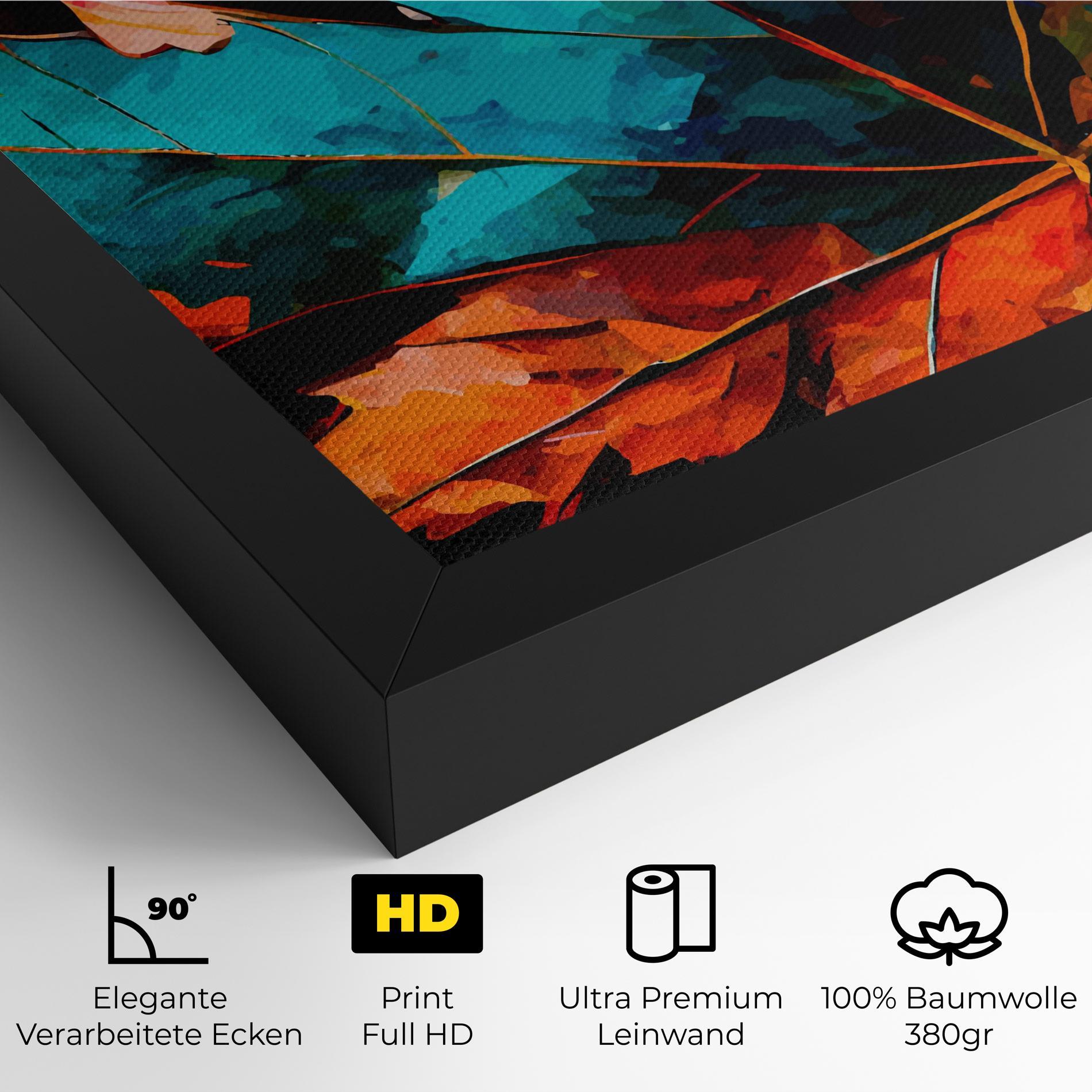 Leinwandbild Blue Orange Leaf mockup 4