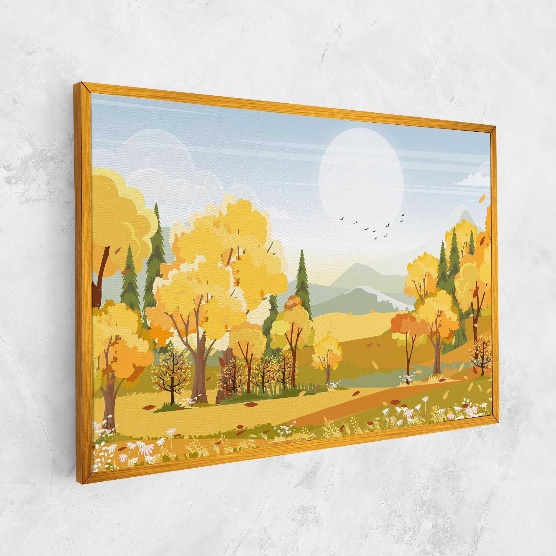 Leinwandbild Autumn Yellow View mockup 1