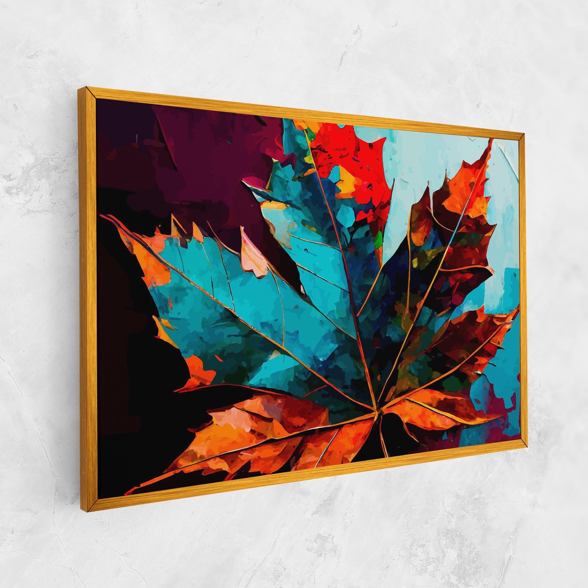 Leinwandbild Blue Orange Leaf mockup 1