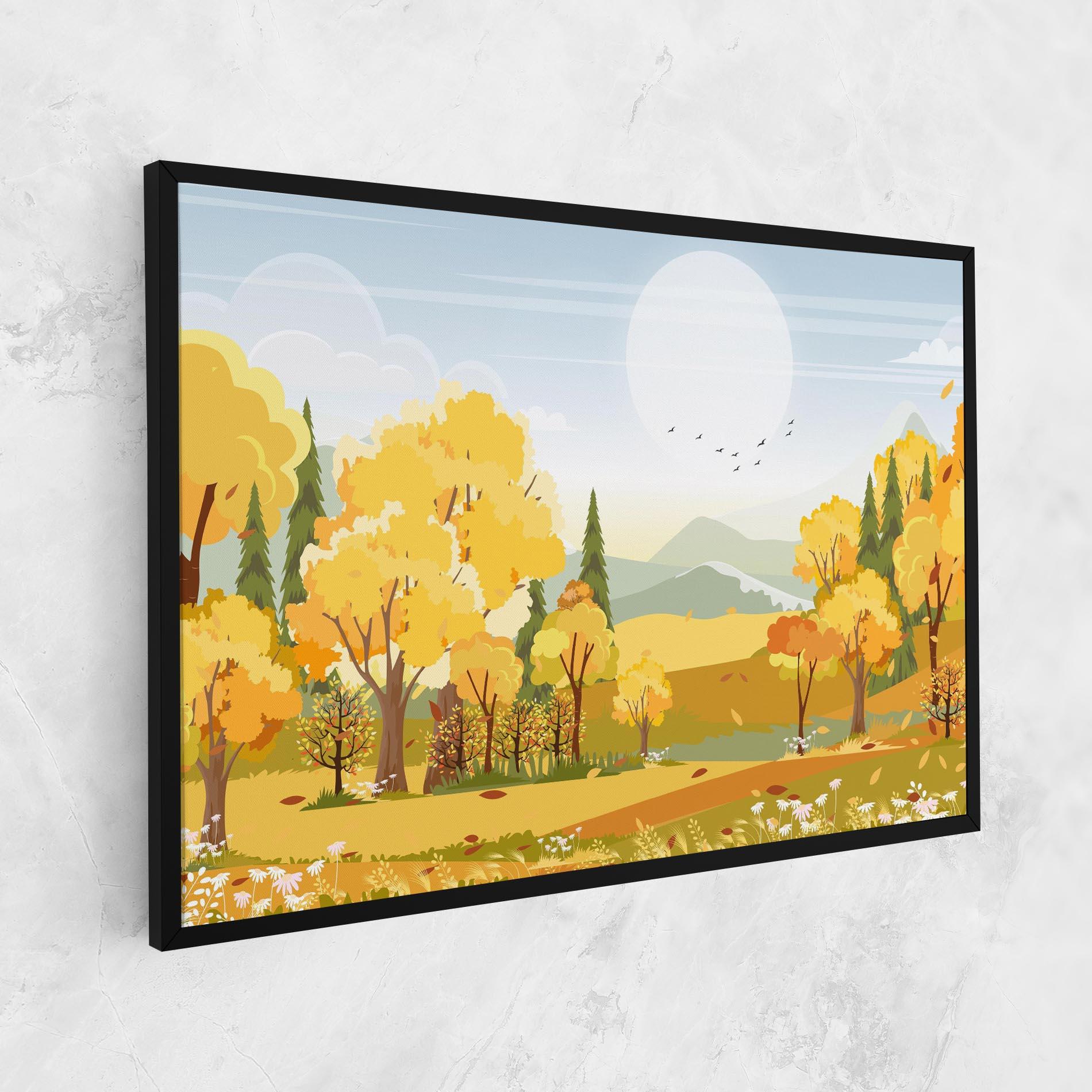 Leinwandbild Autumn Yellow View mockup 1