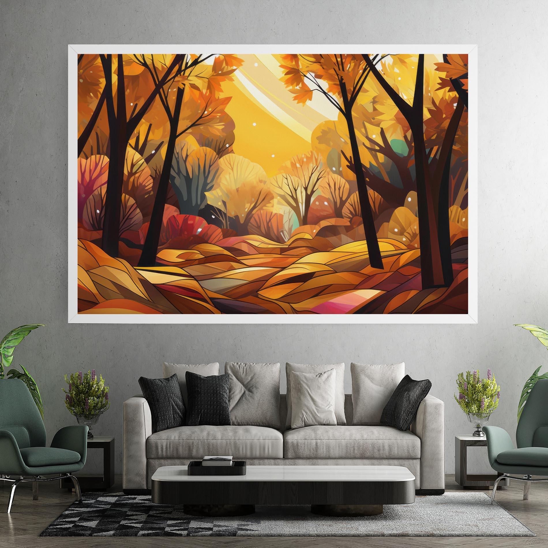 Leinwandbild Autumn Forest Art mockup 7