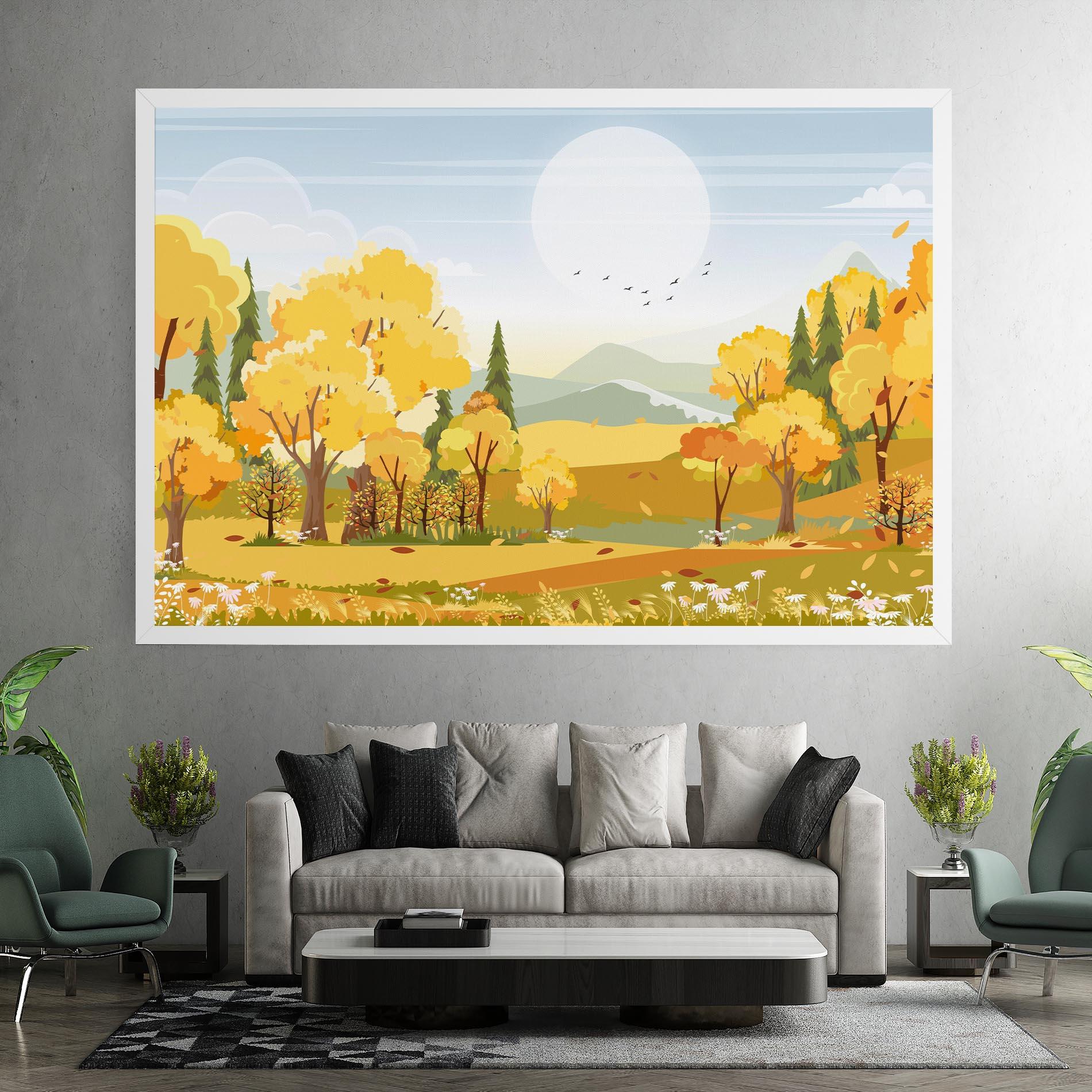 Leinwandbild Autumn Yellow View mockup 7