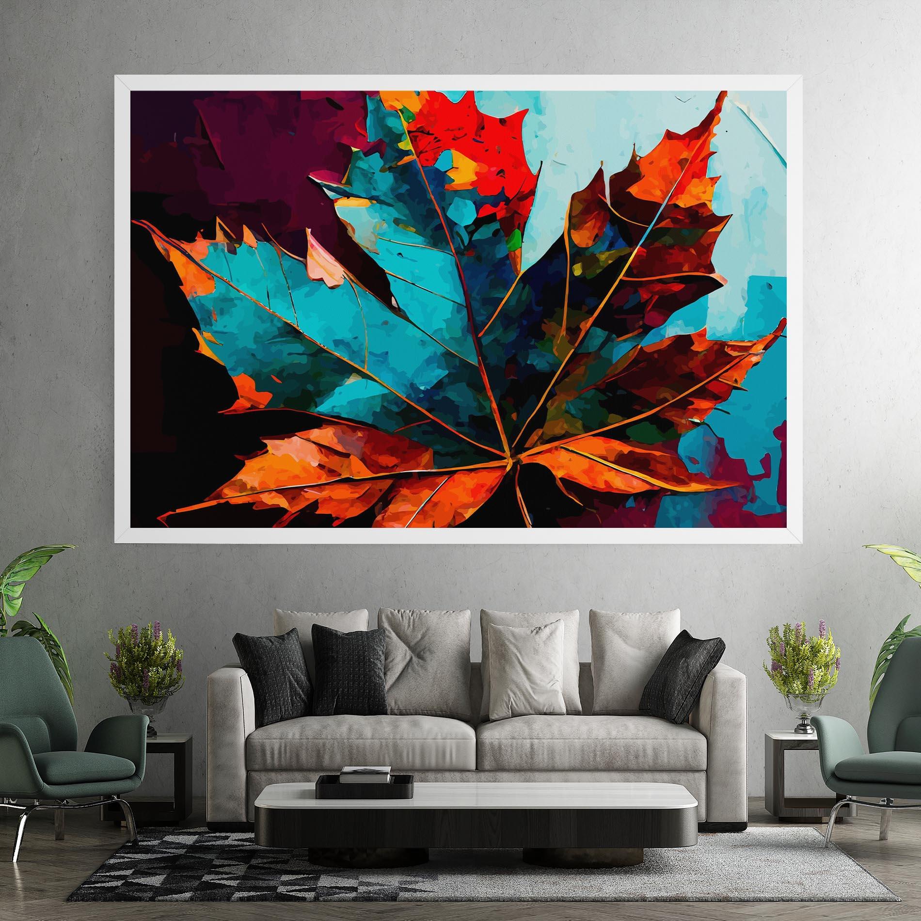 Leinwandbild Blue Orange Leaf mockup 7