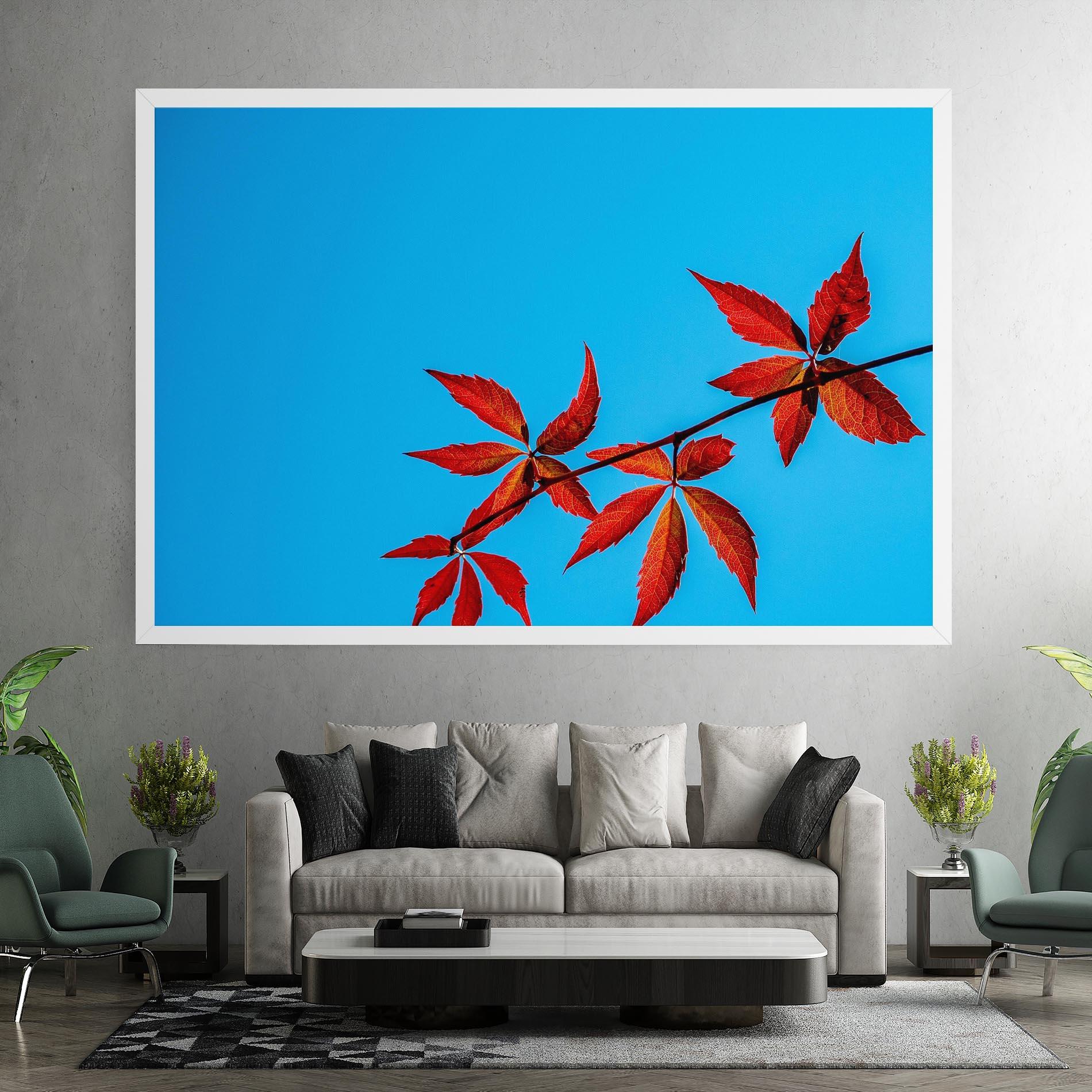 Leinwandbild Red Small Leaves mockup 7