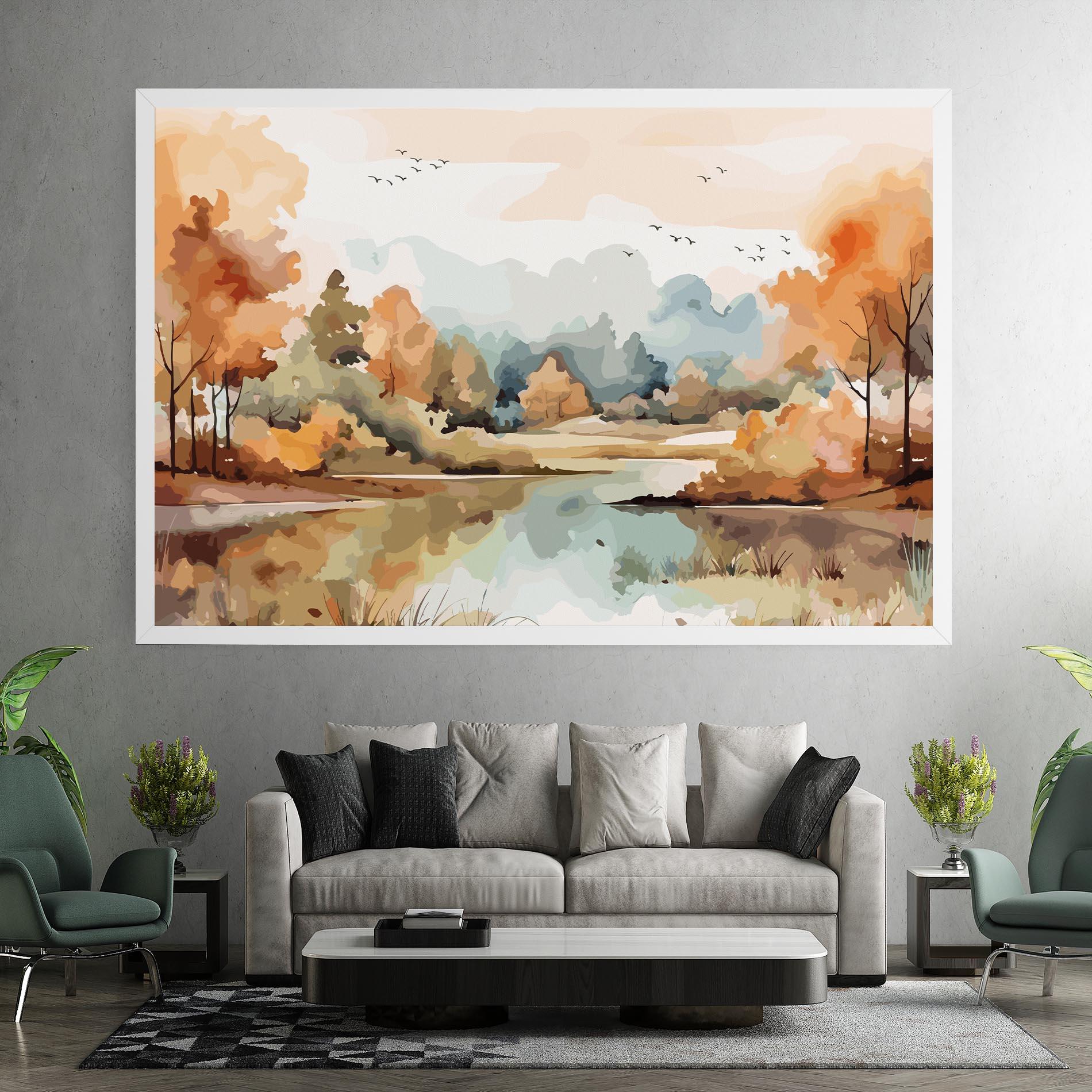 Leinwandbild Watercolor Autumn mockup 7