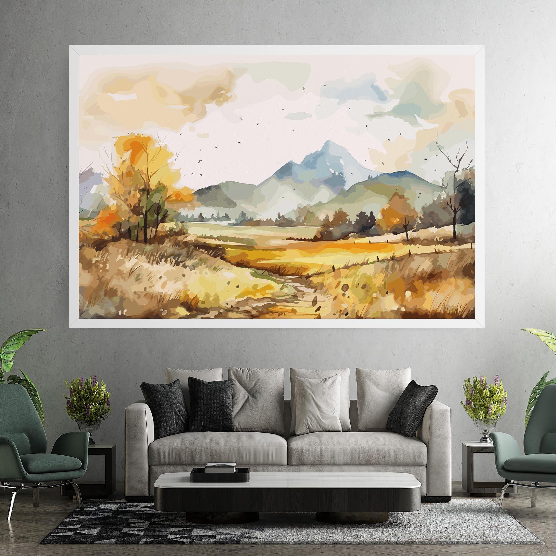 Leinwandbild Yellow Blue Autumn mockup 7